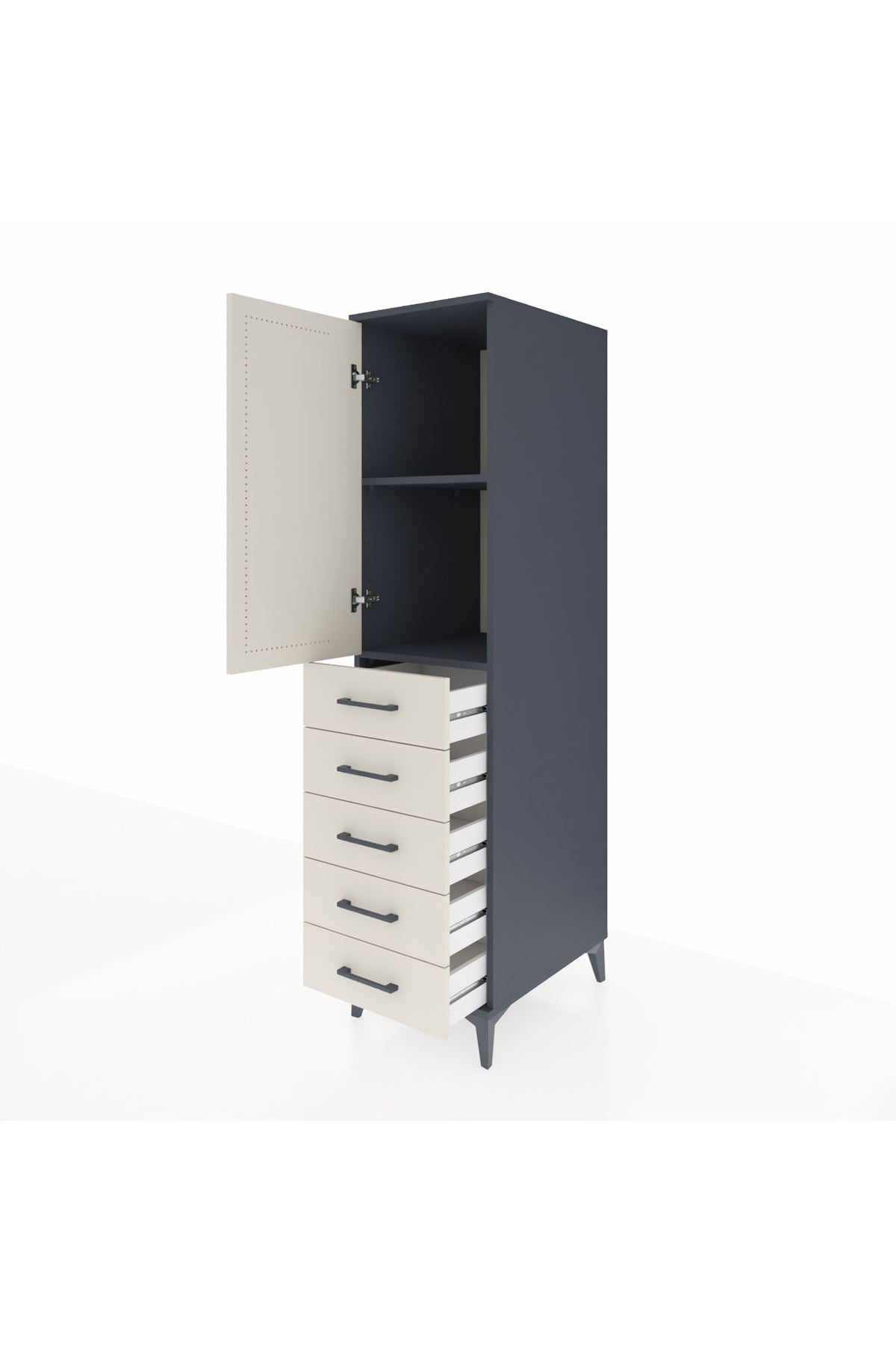 Kronos Dolap 2 Raflı 5 Çekmeceli Tek Kapaklı 44x59x182 - S88M004V4C