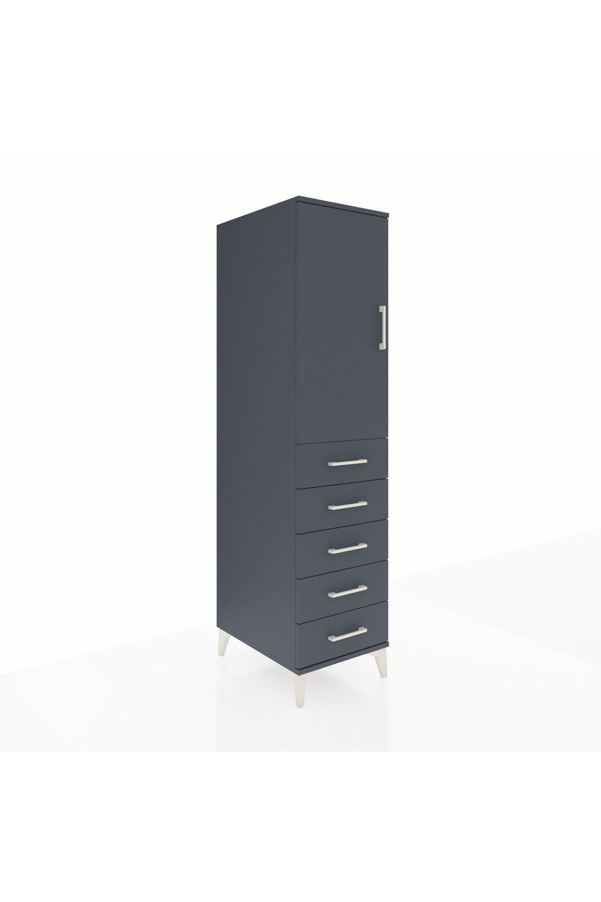 Kronos Dolap 2 Raflı 5 Çekmeceli Tek Kapaklı 44x59x182 - S88M004V5C
