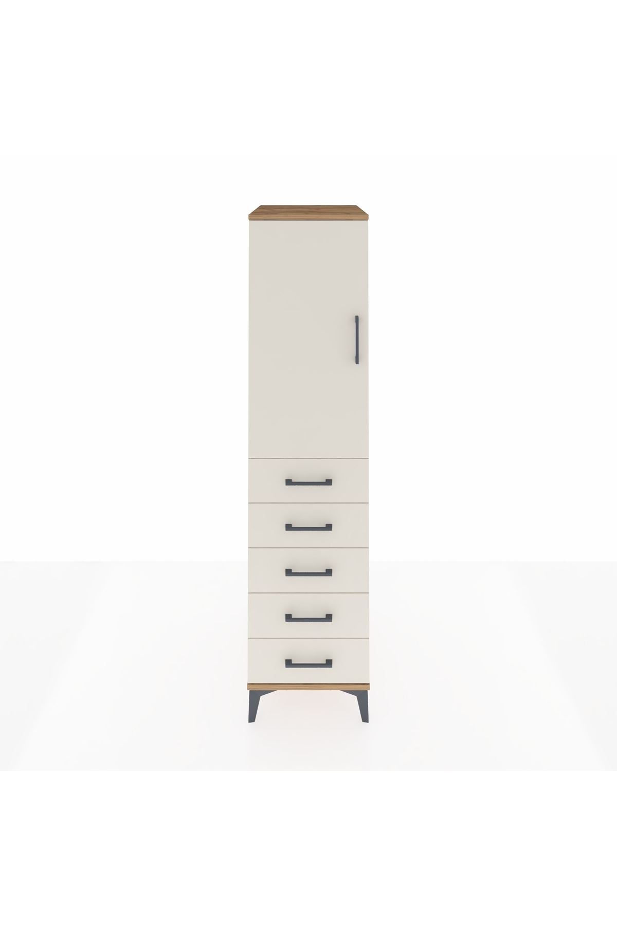 Kronos Dolap 2 Raflı 5 Çekmeceli Tek Kapaklı 44x59x182 - S88M004V7C