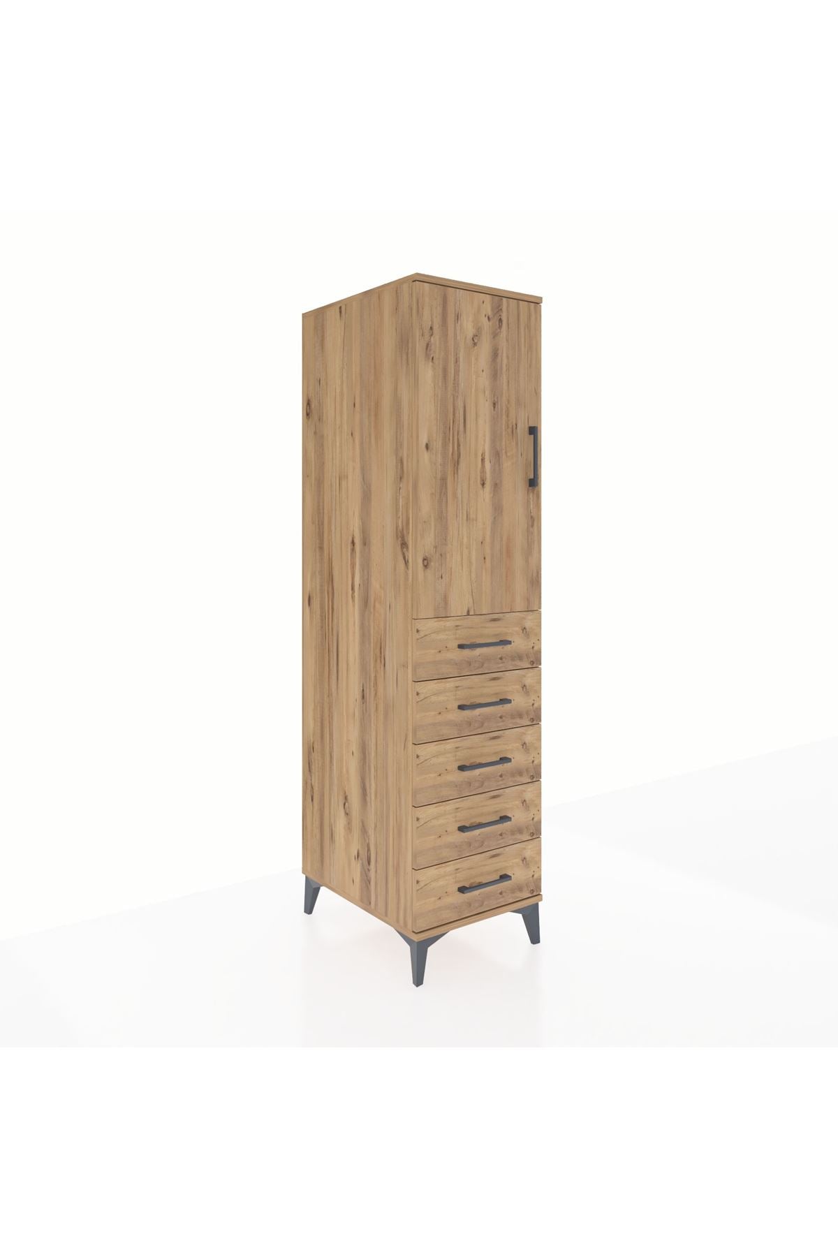 Kronos Dolap 2 Raflı 5 Çekmeceli Tek Kapaklı 44x59x182 - S88M004V9C