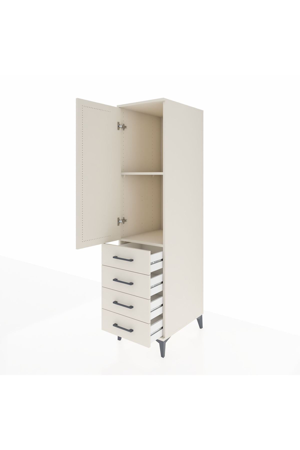 Kronos Dolap 2 Raflı 4 Çekmeceli Tek Kapaklı 44x59x182 - S88M005V1C