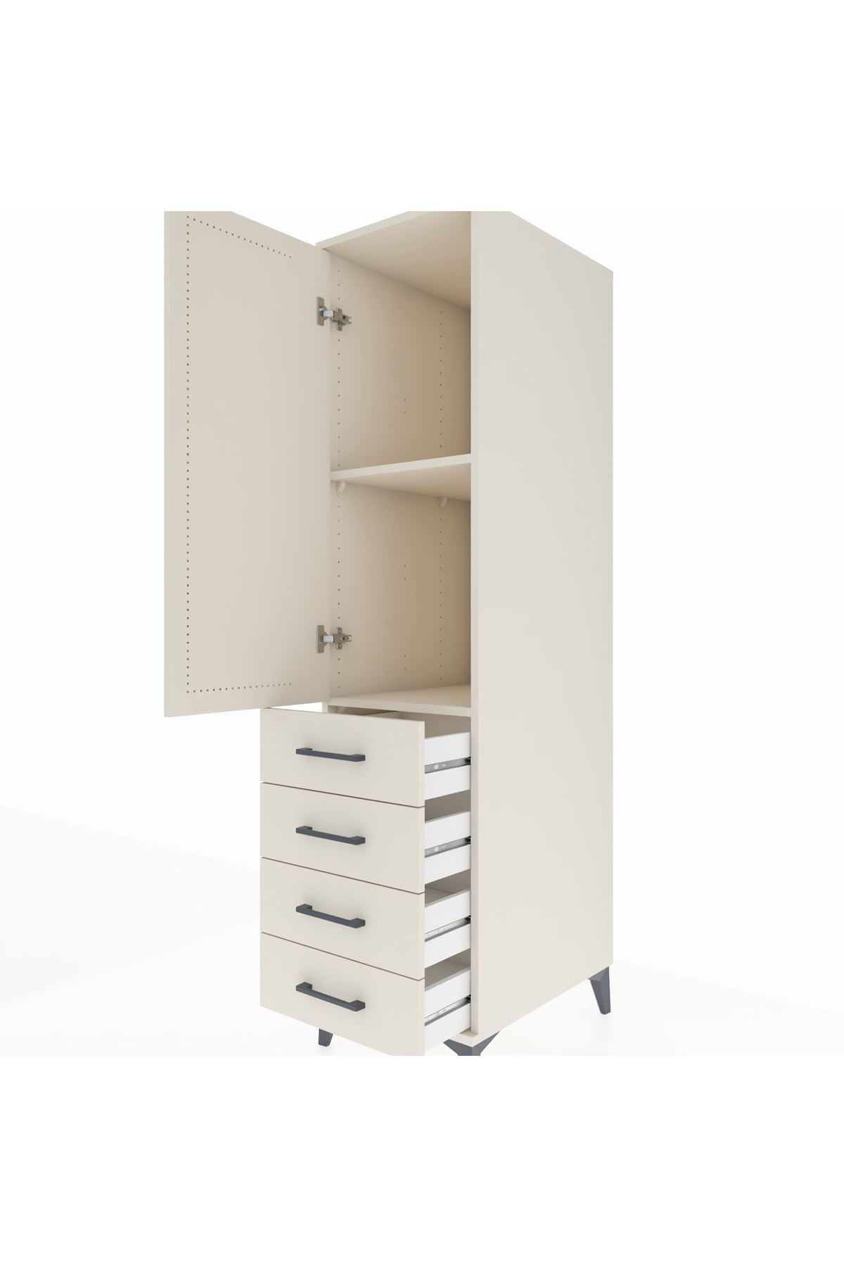 Kronos Dolap 2 Raflı 4 Çekmeceli Tek Kapaklı 44x59x182 - S88M005V1C