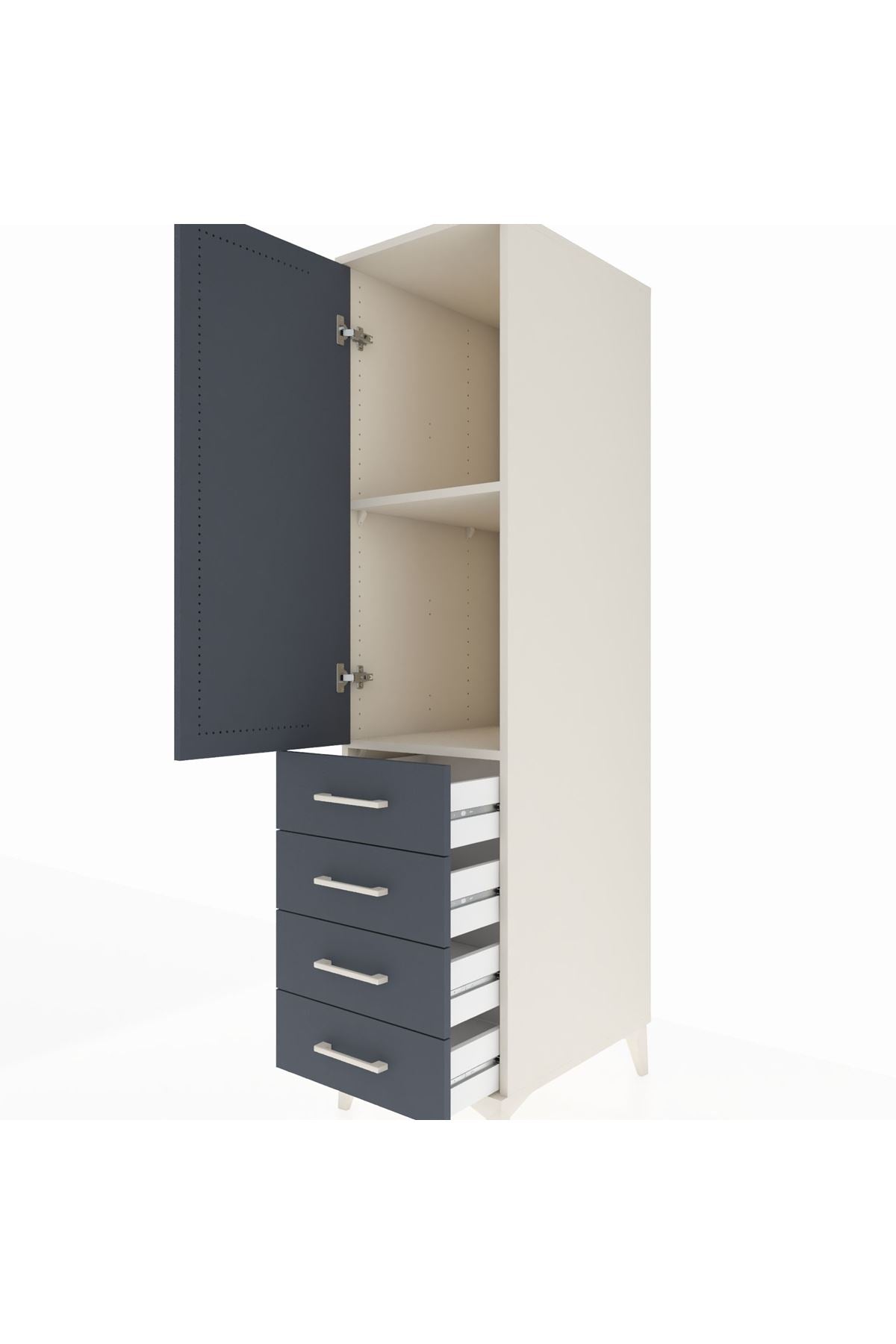 Kronos Dolap 2 Raflı 4 Çekmeceli Tek Kapaklı 44x59x182 - S88M005V2C