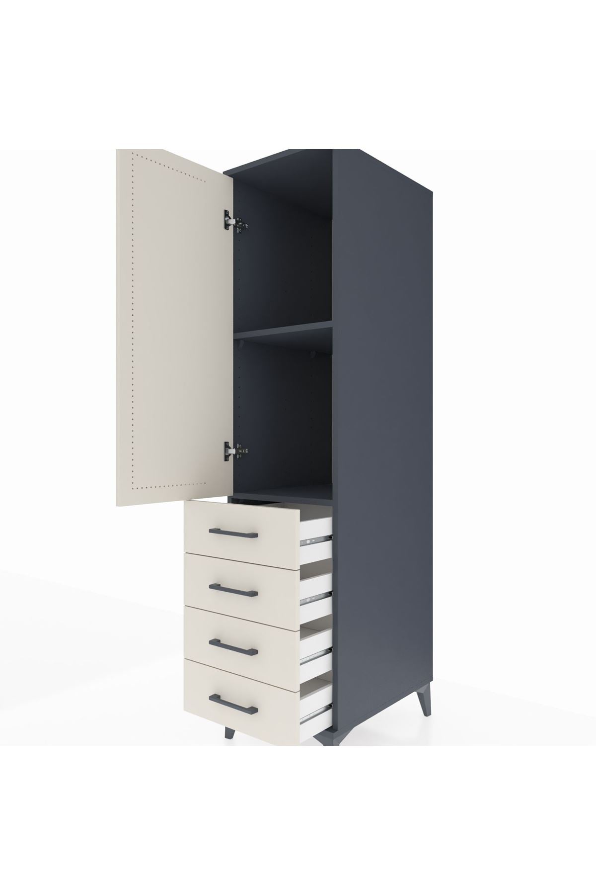 Kronos Dolap 2 Raflı 4 Çekmeceli Tek Kapaklı 44x59x182 - S88M005V4C