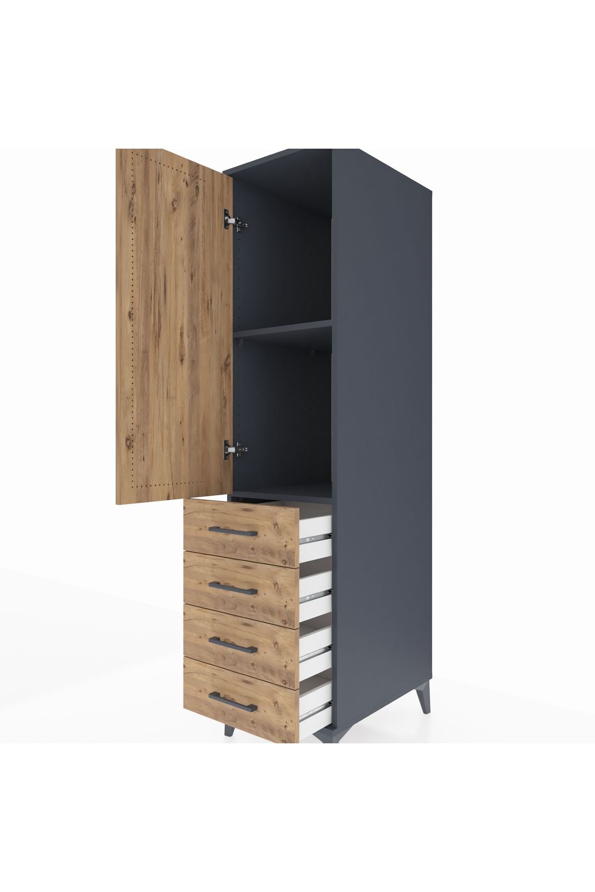Kronos Dolap 2 Raflı 4 Çekmeceli Tek Kapaklı 44x59x182 - S88M005V6C
