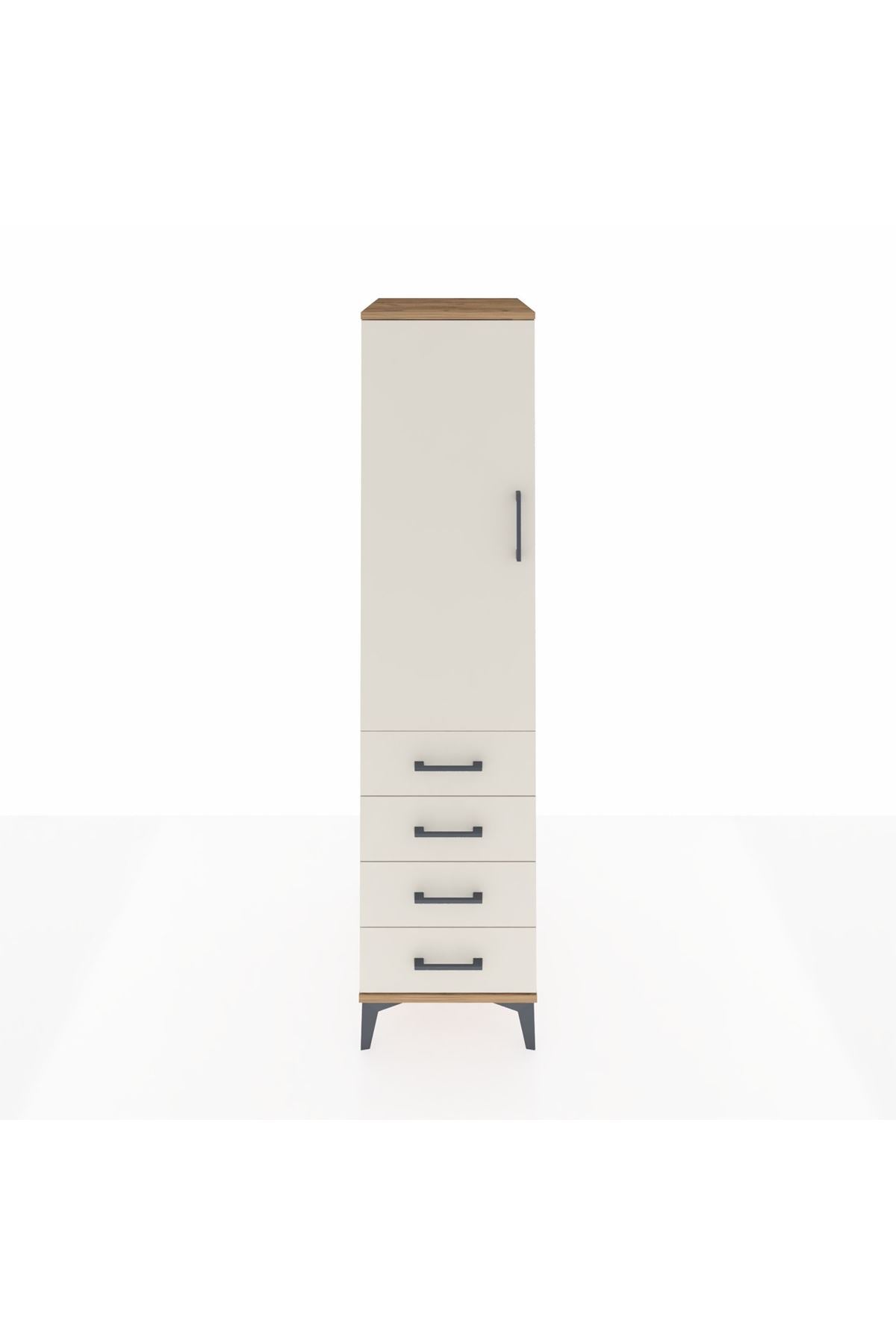 Kronos Dolap 2 Raflı 4 Çekmeceli Tek Kapaklı 44x59x182 - S88M005V7C