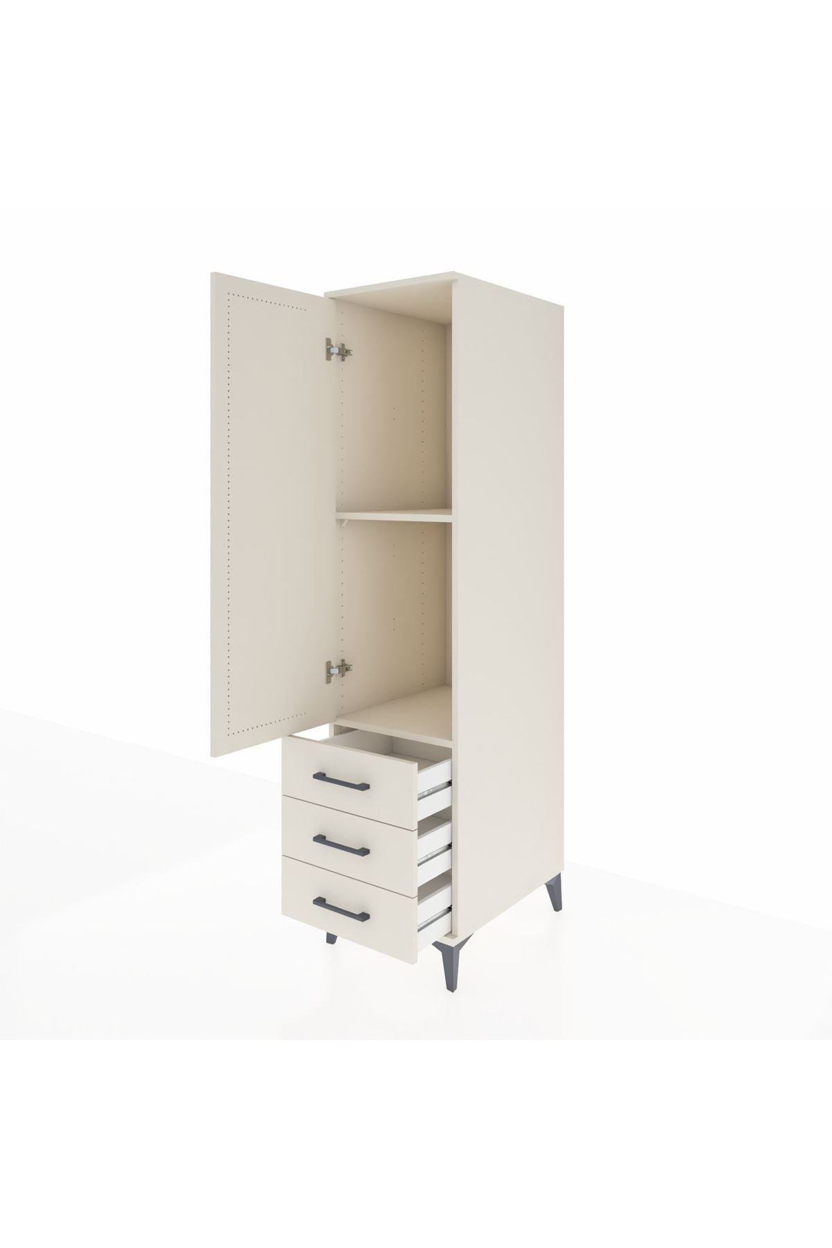 Kronos Dolap 2 Raflı 3 Çekmeceli Tek Kapaklı 44x59x182 - S88M006V1C