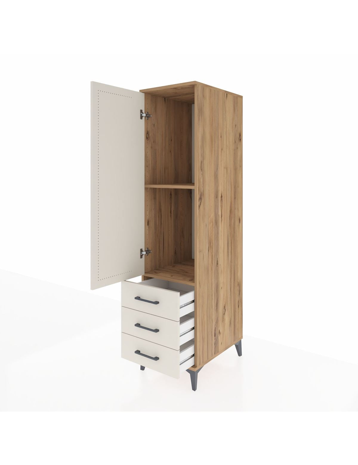 Kronos Dolap 2 Raflı 3 Çekmeceli Tek Kapaklı 44x59x182 - S88M006V7C