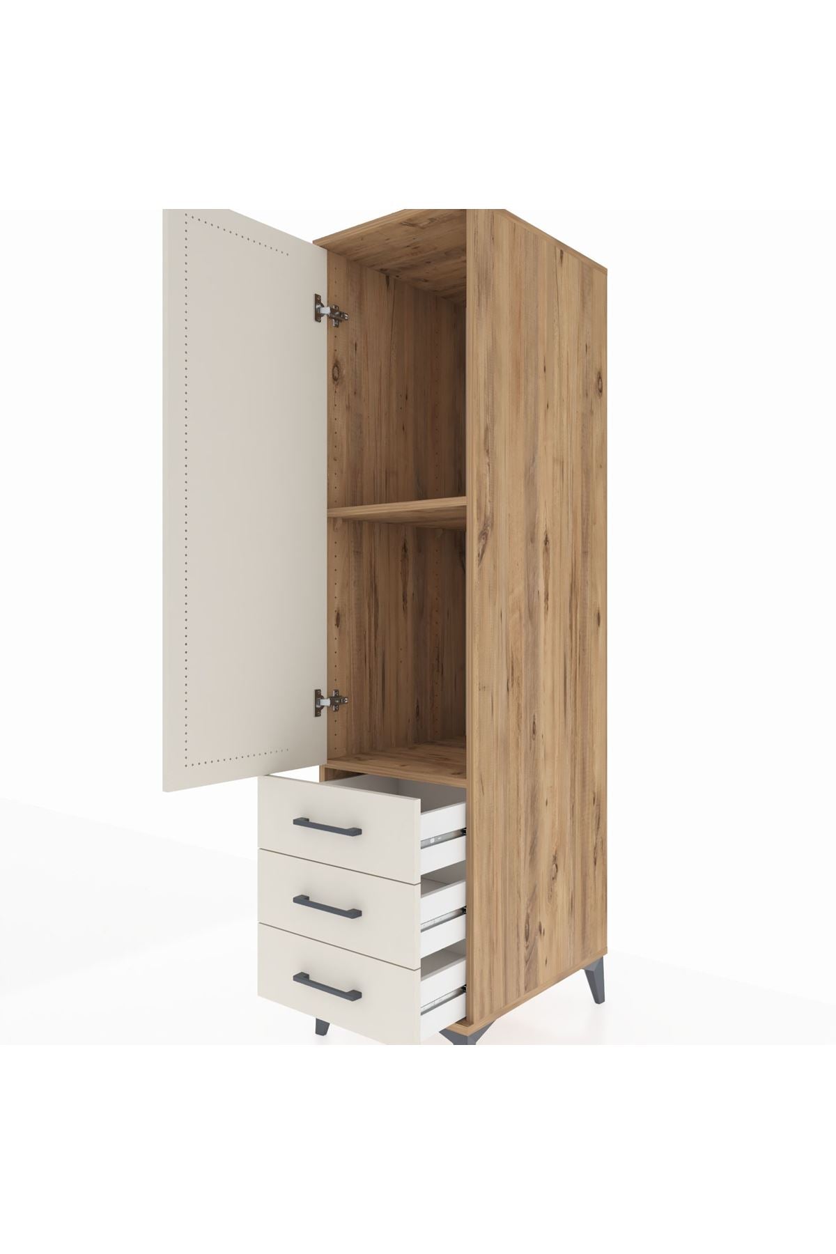 Kronos Dolap 2 Raflı 3 Çekmeceli Tek Kapaklı 44x59x182 - S88M006V7C