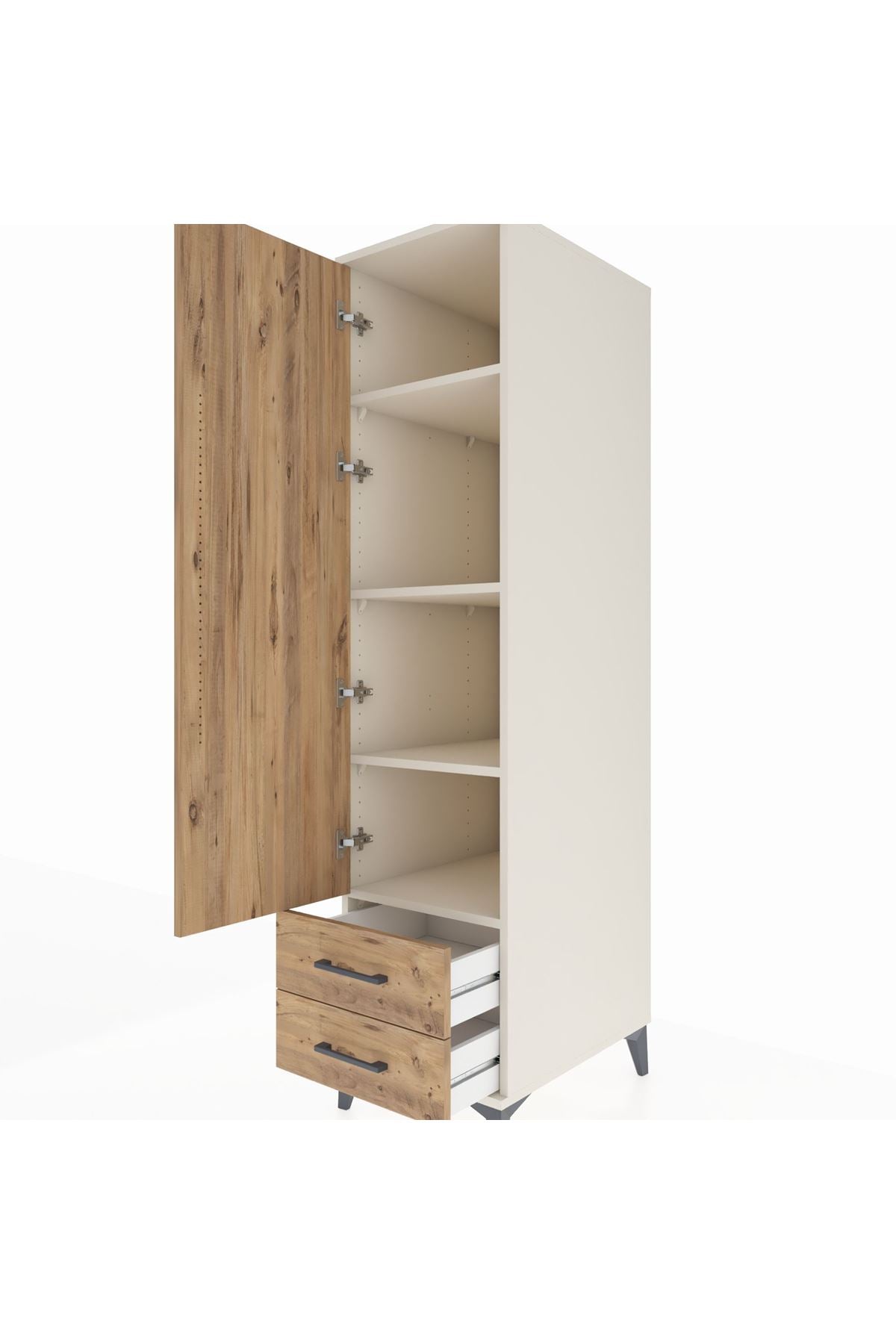 Kronos Dolap 4 Raflı 2 Çekmeceli Tek Kapaklı 44x59x182 - S88M007V3C