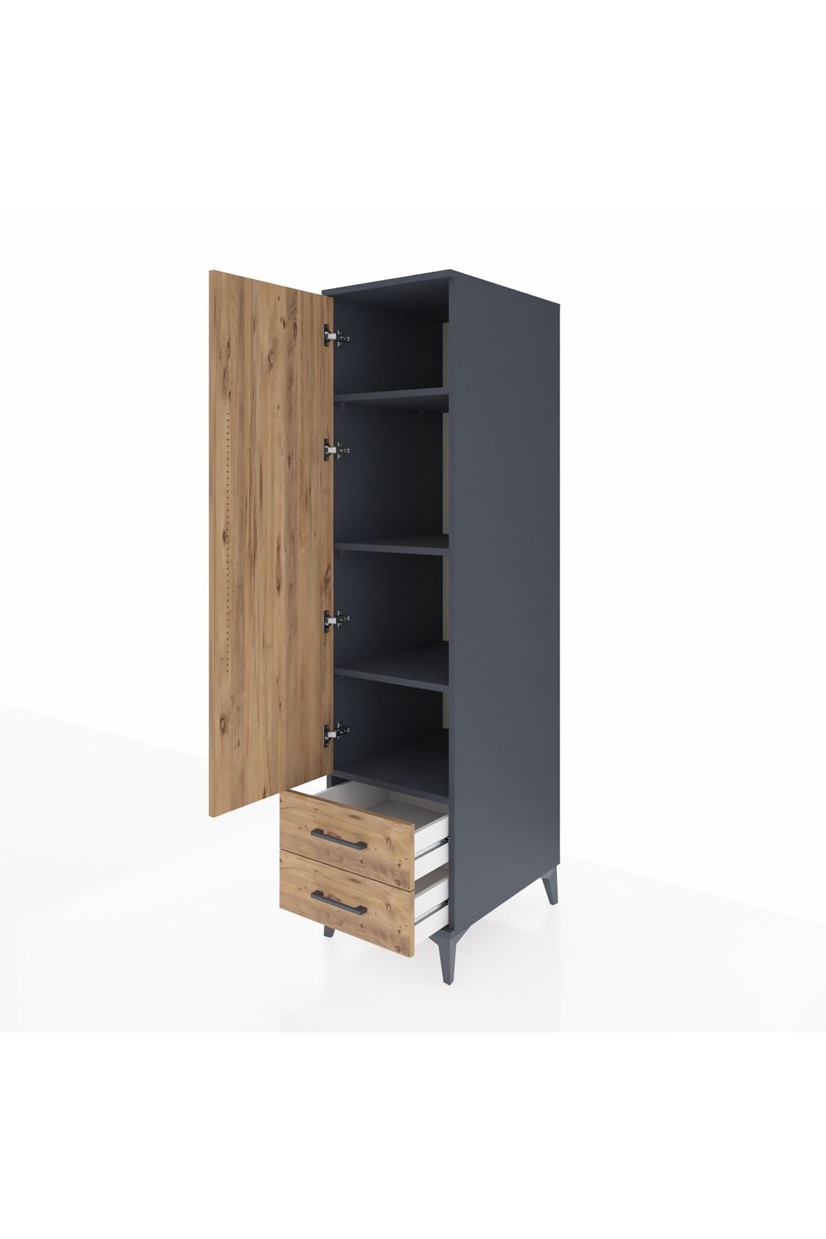 Kronos Dolap 4 Raflı 2 Çekmeceli Tek Kapaklı 44x59x182 - S88M007V6C