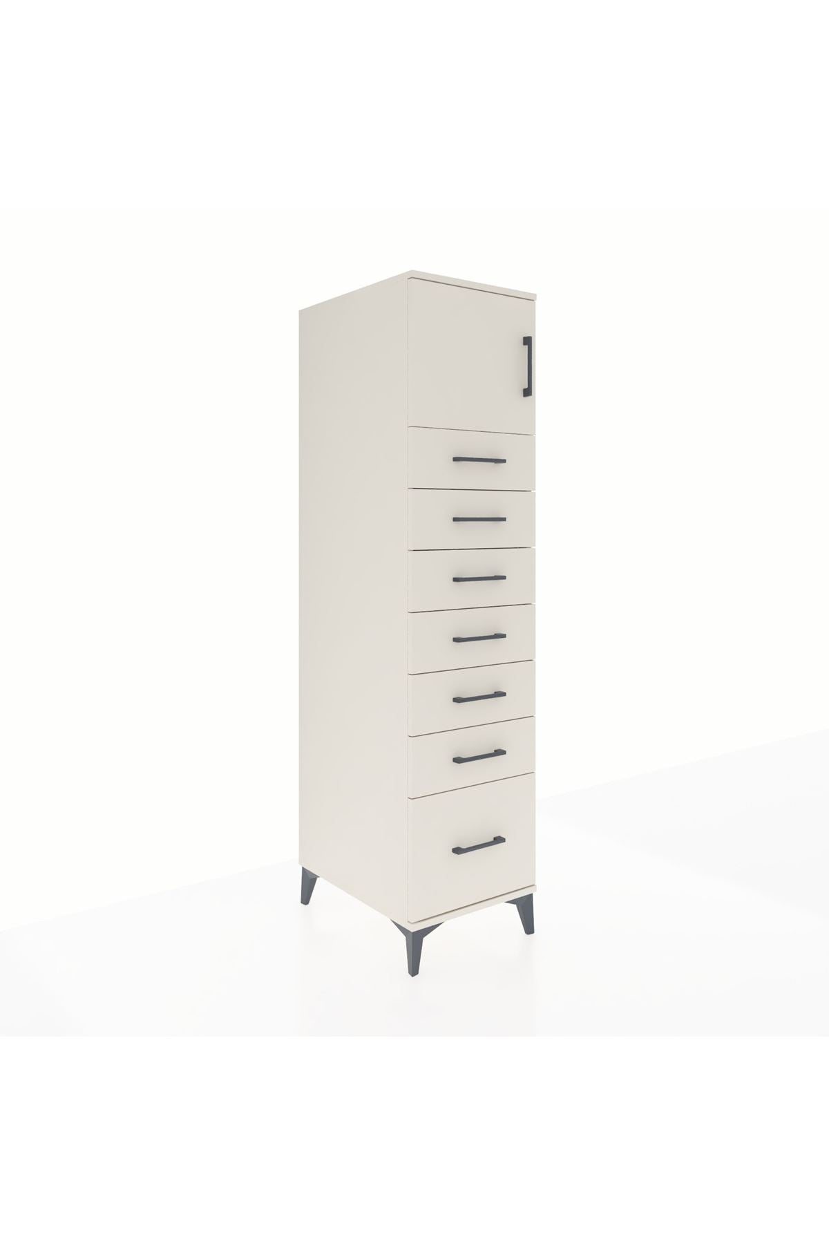 Kronos Dolap Tek Raflı 7 Çekmeceli Tek Kapaklı 44x59x182 - S88M010V1C