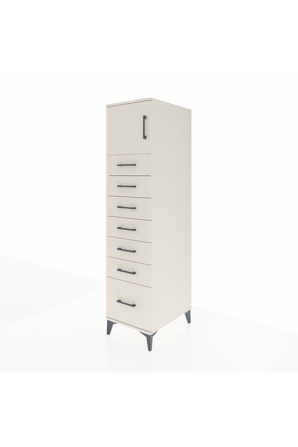 Kronos Dolap Tek Raflı 7 Çekmeceli Tek Kapaklı 44x59x182 - S88M010V1C