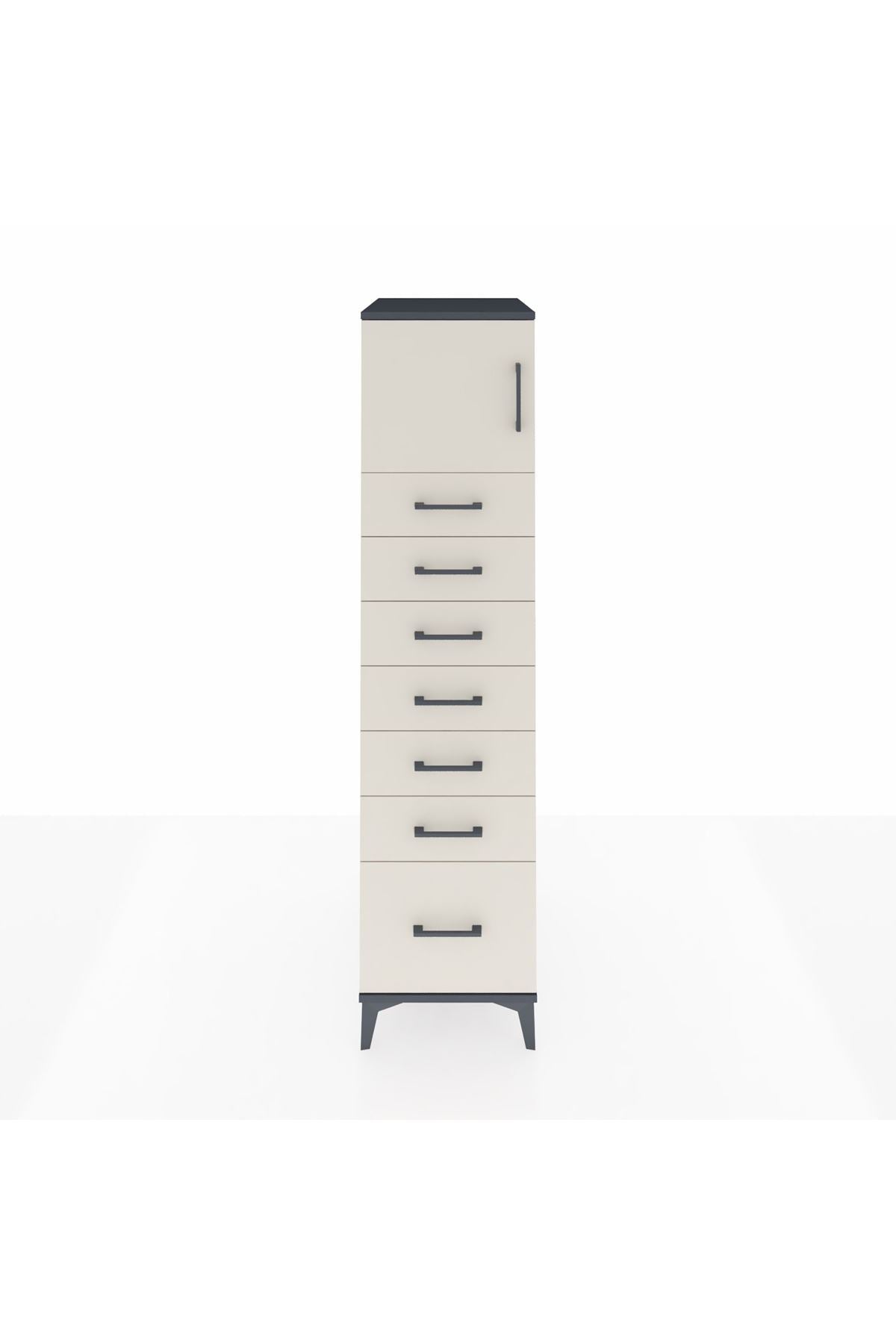 Kronos Dolap Tek Raflı 7 Çekmeceli Tek Kapaklı 44x59x182 - S88M010V4C