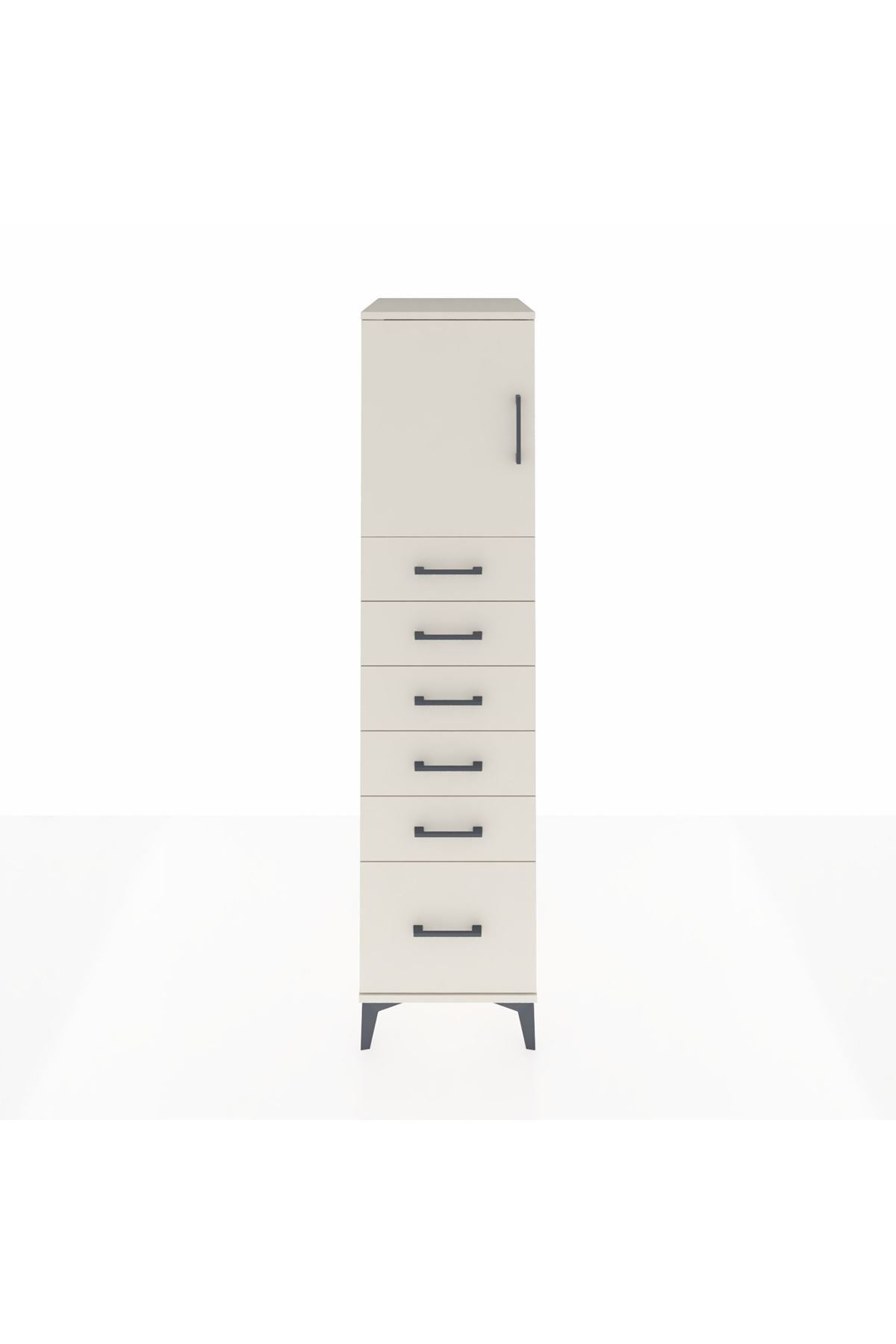Kronos Dolap Tek Raflı 6 Çekmeceli Tek Kapaklı 44x59x182 - S88M011V1C