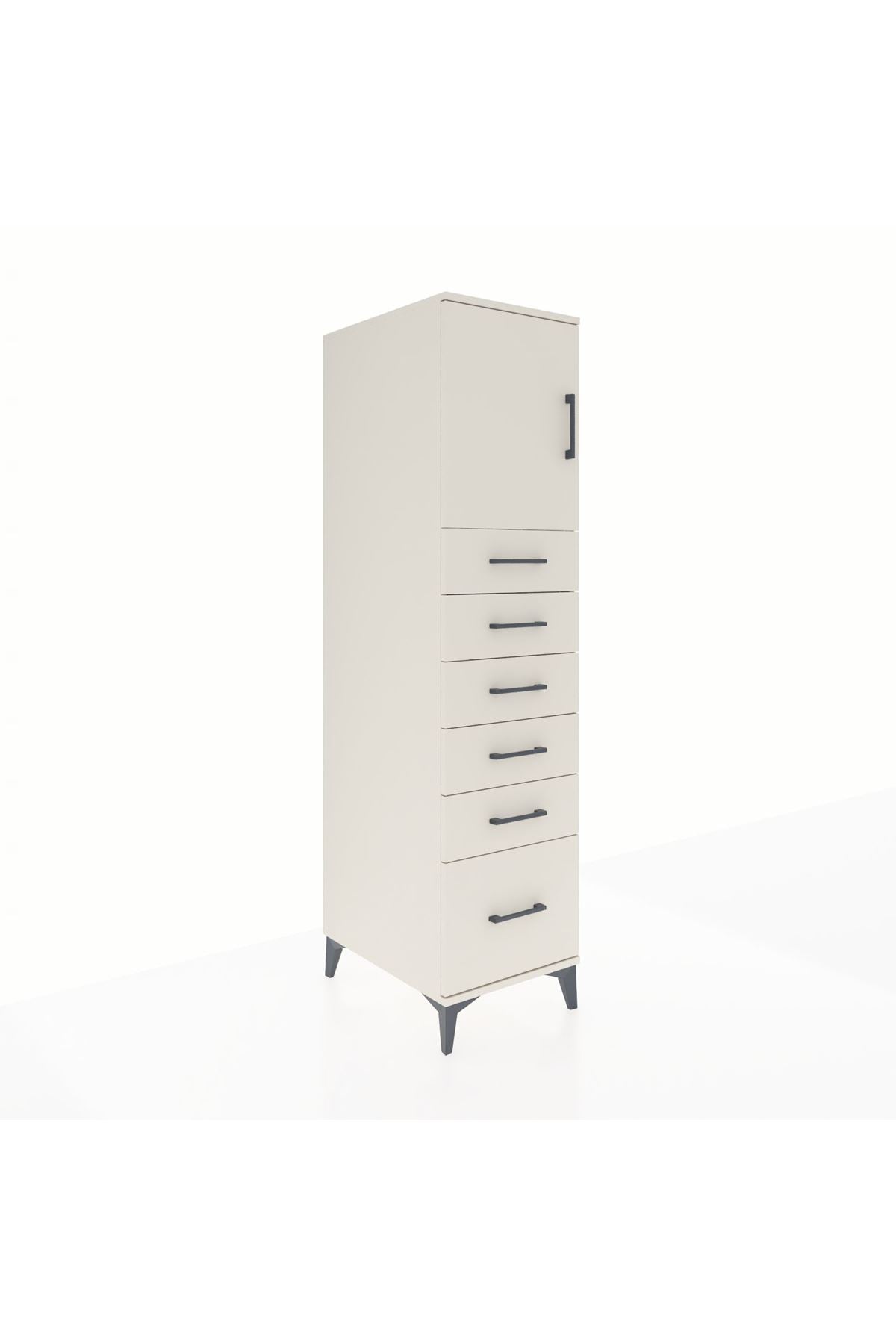 Kronos Dolap Tek Raflı 6 Çekmeceli Tek Kapaklı 44x59x182 - S88M011V1C