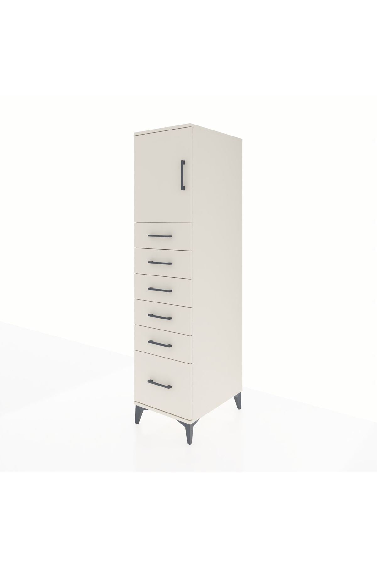 Kronos Dolap Tek Raflı 6 Çekmeceli Tek Kapaklı 44x59x182 - S88M011V1C