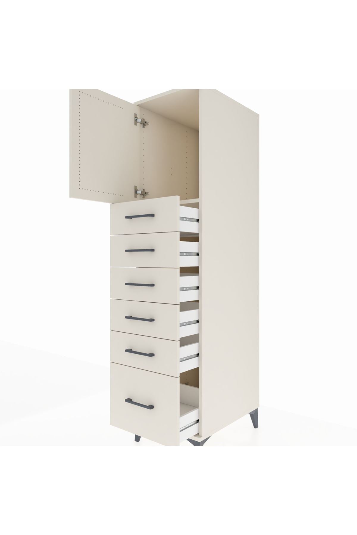 Kronos Dolap Tek Raflı 6 Çekmeceli Tek Kapaklı 44x59x182 - S88M011V1C