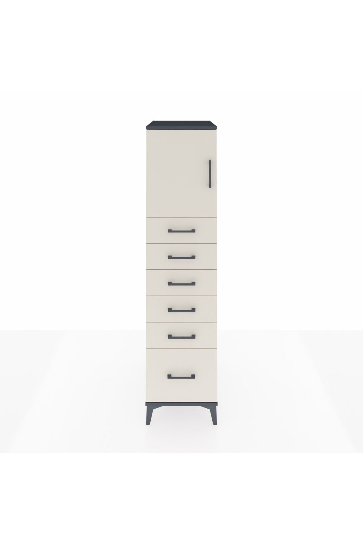 Kronos Dolap Tek Raflı 6 Çekmeceli Tek Kapaklı 44x59x182 - S88M011V4C