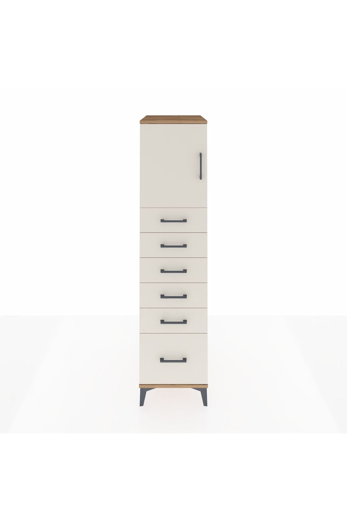 Kronos Dolap Tek Raflı 6 Çekmeceli Tek Kapaklı 44x59x182 - S88M011V7C