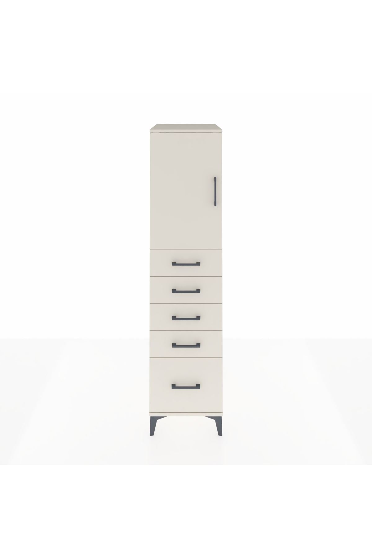 Kronos Dolap Tek Raflı 5 Çekmeceli Tek Kapaklı 44x59x182 - S88M012V1C