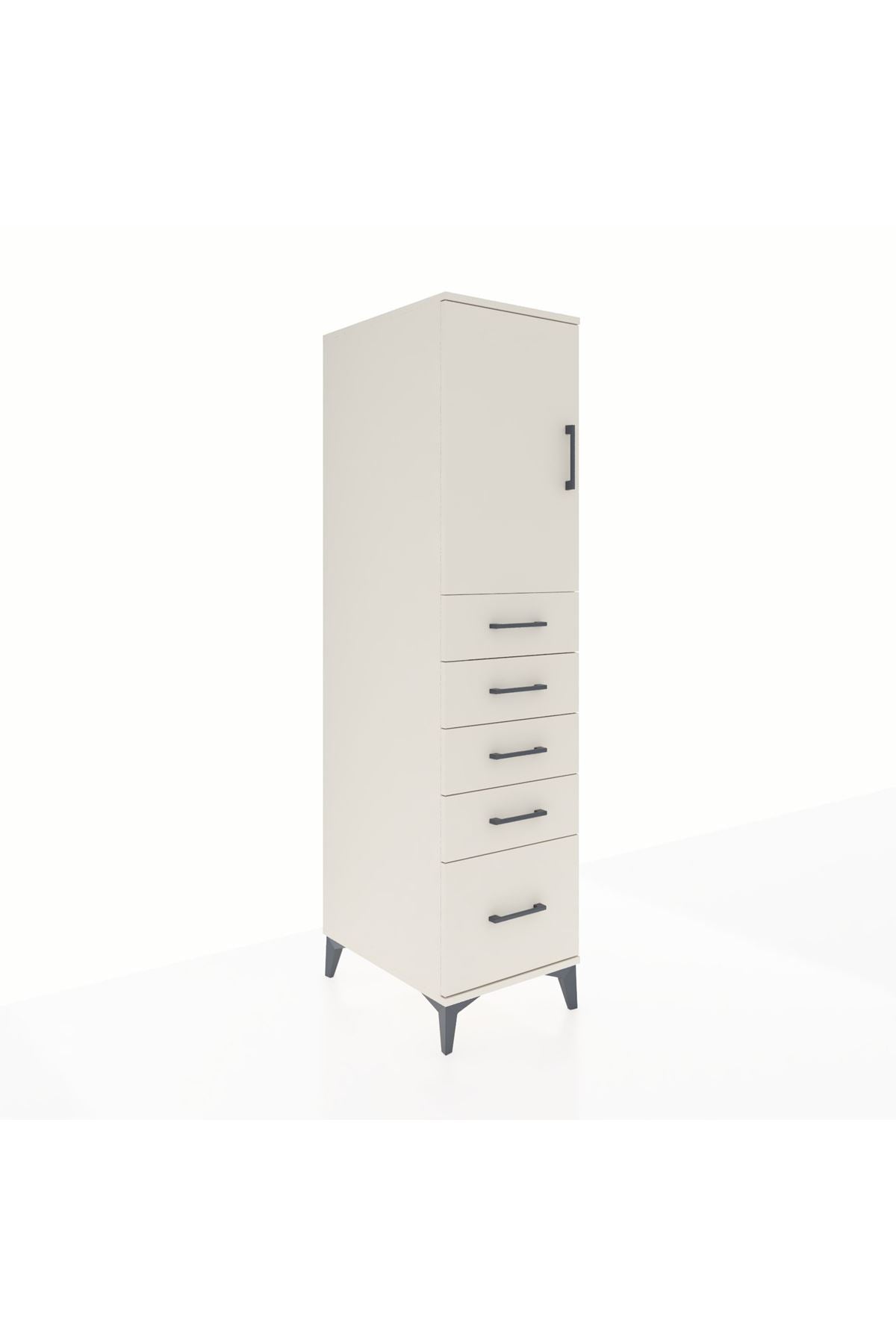 Kronos Dolap Tek Raflı 5 Çekmeceli Tek Kapaklı 44x59x182 - S88M012V1C