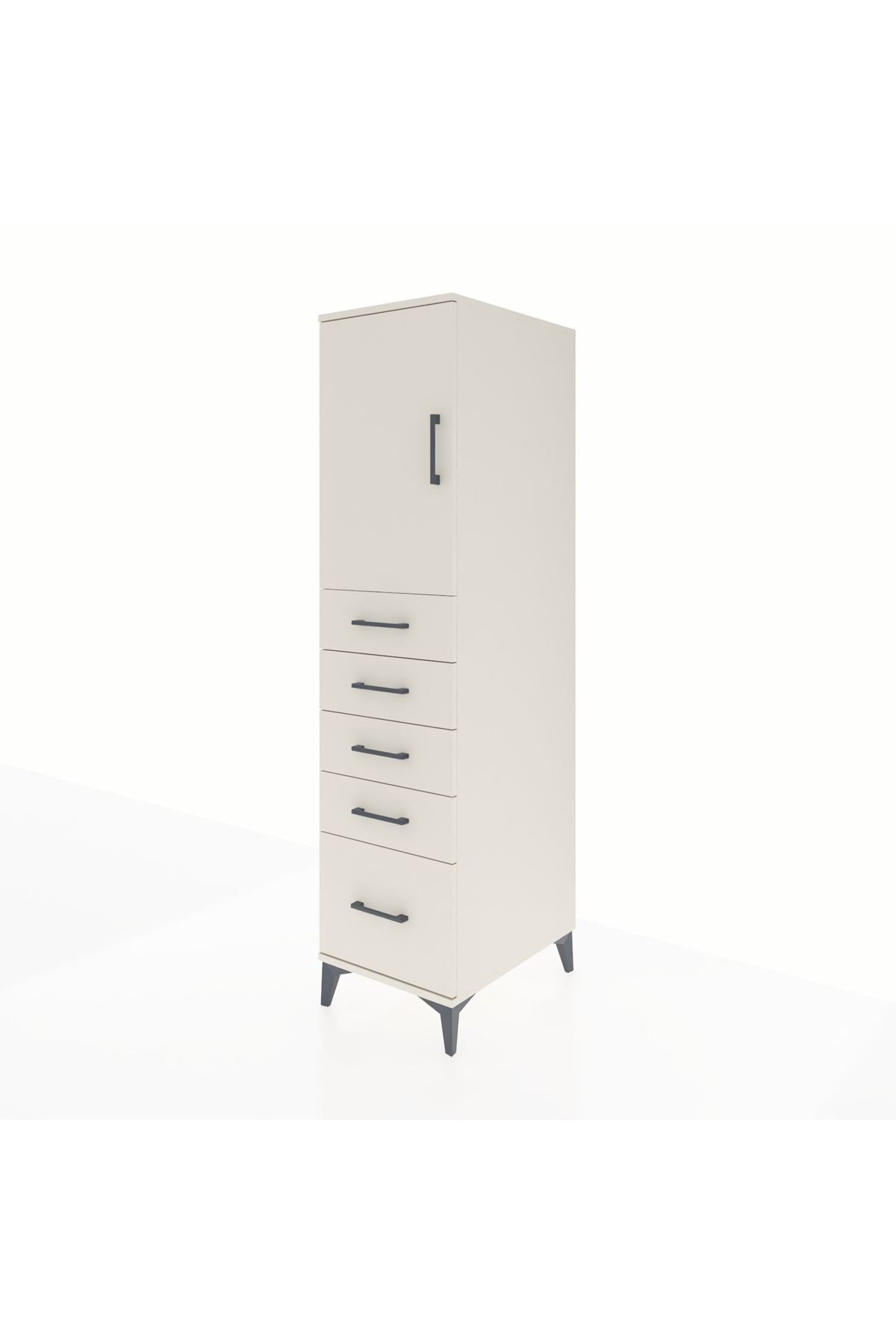 Kronos Dolap Tek Raflı 5 Çekmeceli Tek Kapaklı 44x59x182 - S88M012V1C