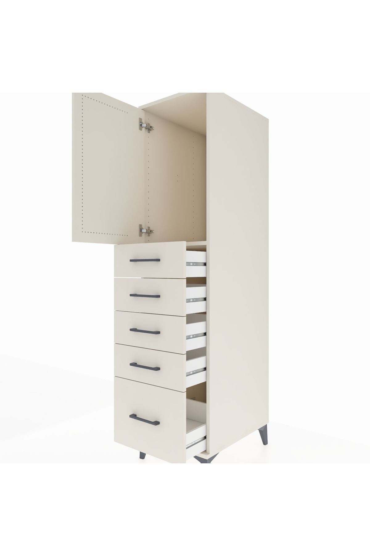 Kronos Dolap Tek Raflı 5 Çekmeceli Tek Kapaklı 44x59x182 - S88M012V1C