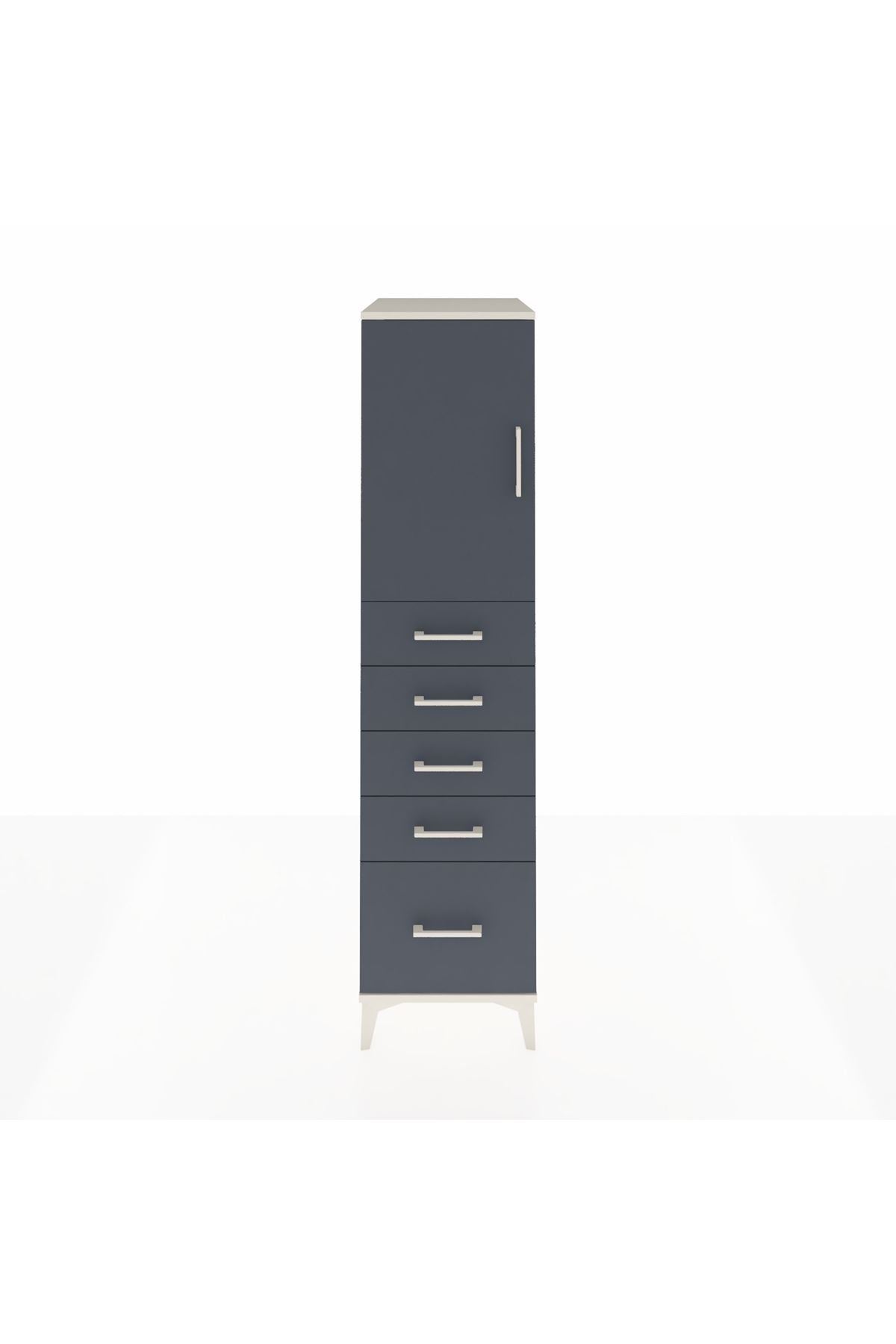 Kronos Dolap Tek Raflı 5 Çekmeceli Tek Kapaklı 44x59x182 - S88M012V2C