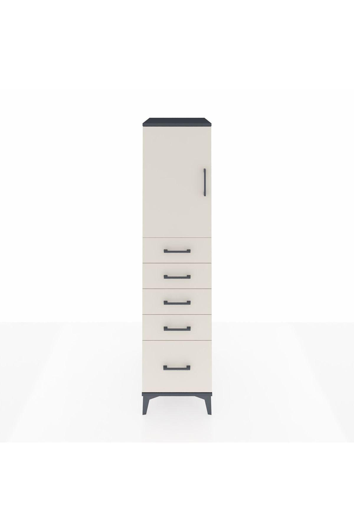 Kronos Dolap Tek Raflı 5 Çekmeceli Tek Kapaklı 44x59x182 - S88M012V4C