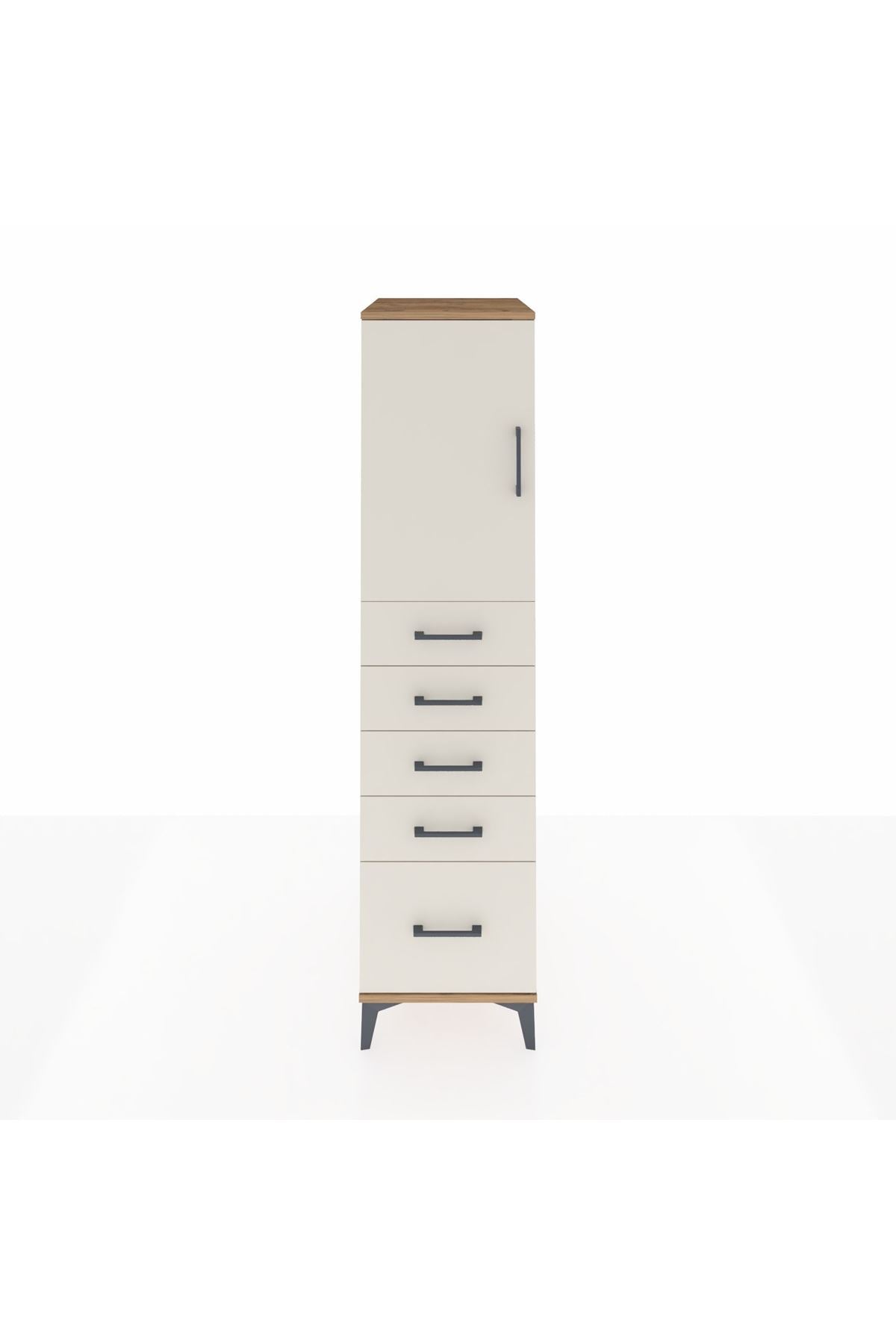 Kronos Dolap Tek Raflı 5 Çekmeceli Tek Kapaklı 44x59x182 - S88M012V7C