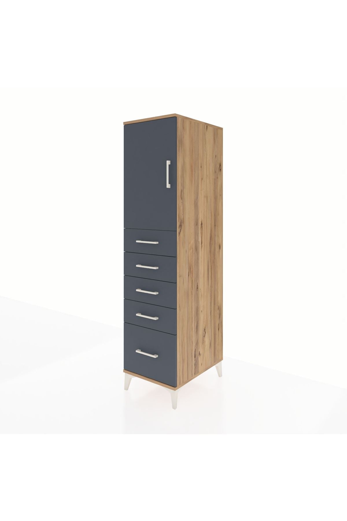 Kronos Dolap Tek Raflı 5 Çekmeceli Tek Kapaklı 44x59x182 - S88M012V8C