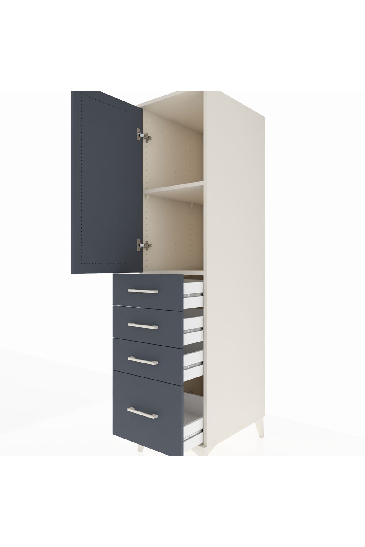 Kronos Dolap 2 Raflı 4 Çekmeceli Tek Kapaklı 44x59x182 - S88M013V2C