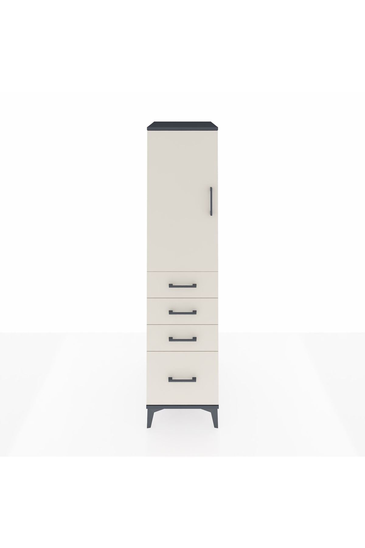 Kronos Dolap 2 Raflı 4 Çekmeceli Tek Kapaklı 44x59x182 - S88M013V4C