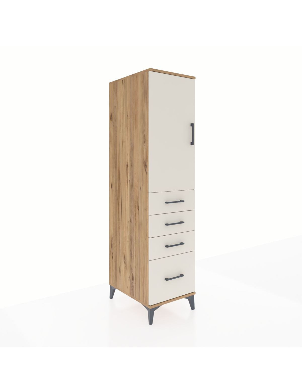 Kronos Dolap 2 Raflı 4 Çekmeceli Tek Kapaklı 44x59x182 - S88M013V7C