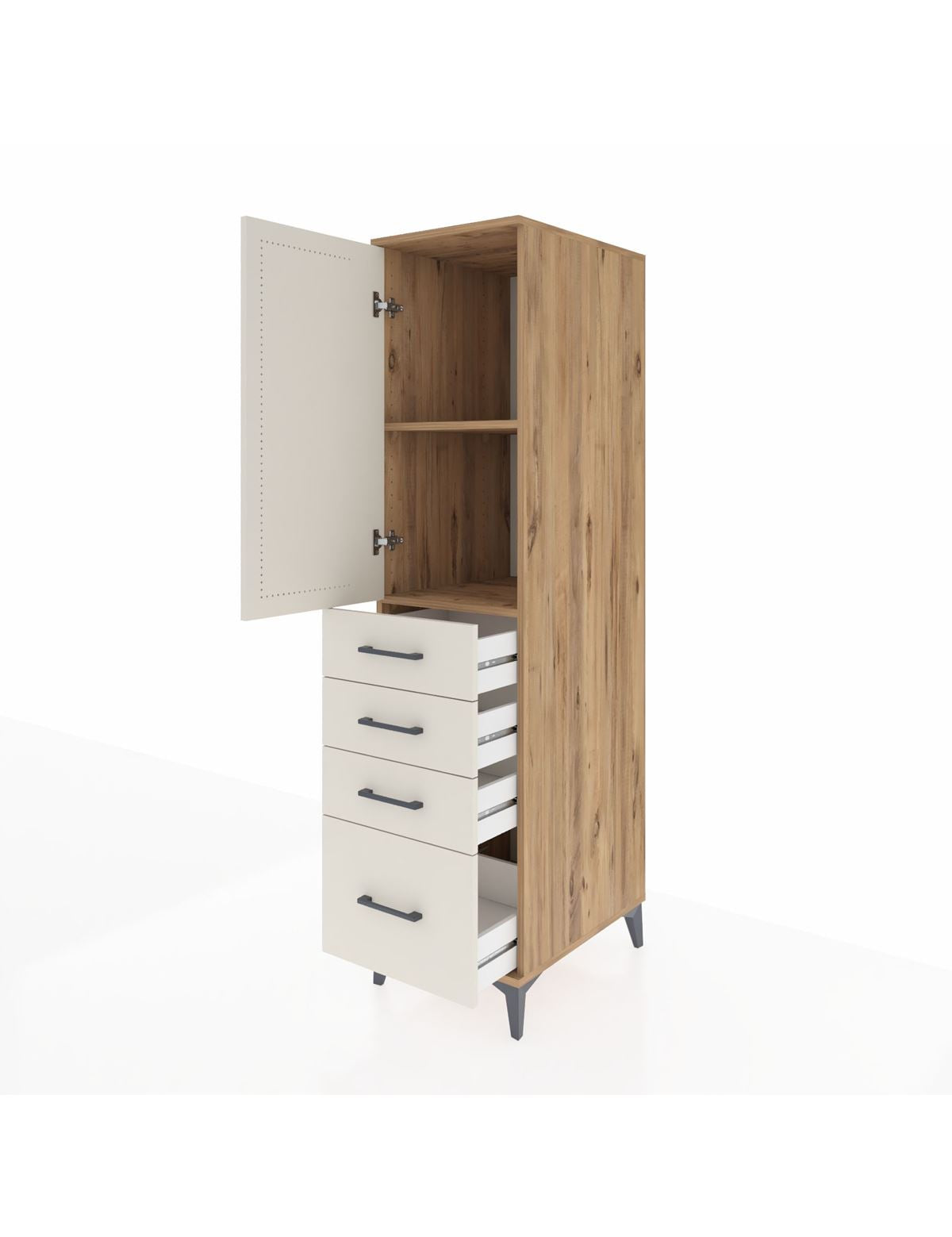 Kronos Dolap 2 Raflı 4 Çekmeceli Tek Kapaklı 44x59x182 - S88M013V7C
