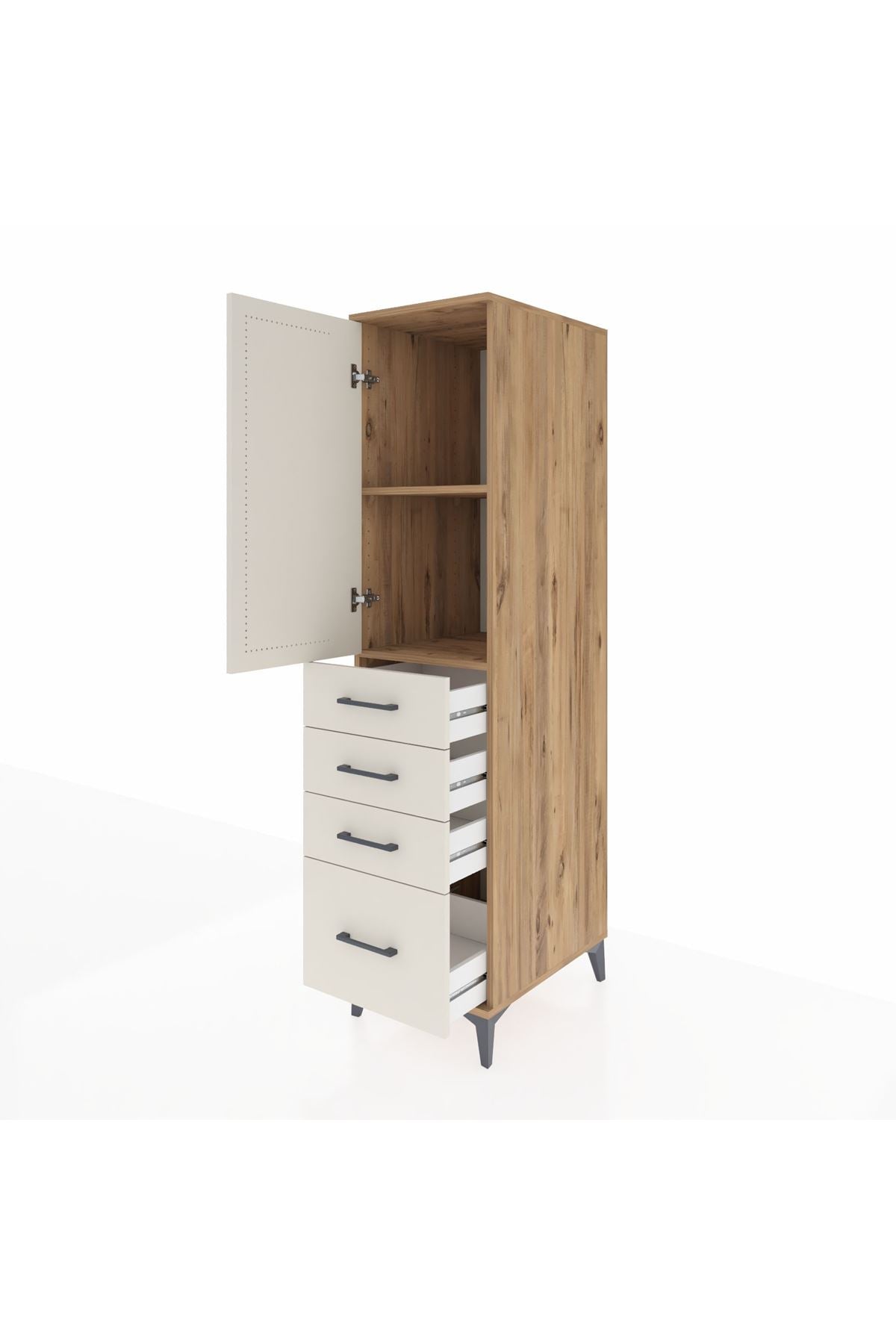 Kronos Dolap 2 Raflı 4 Çekmeceli Tek Kapaklı 44x59x182 - S88M013V7C