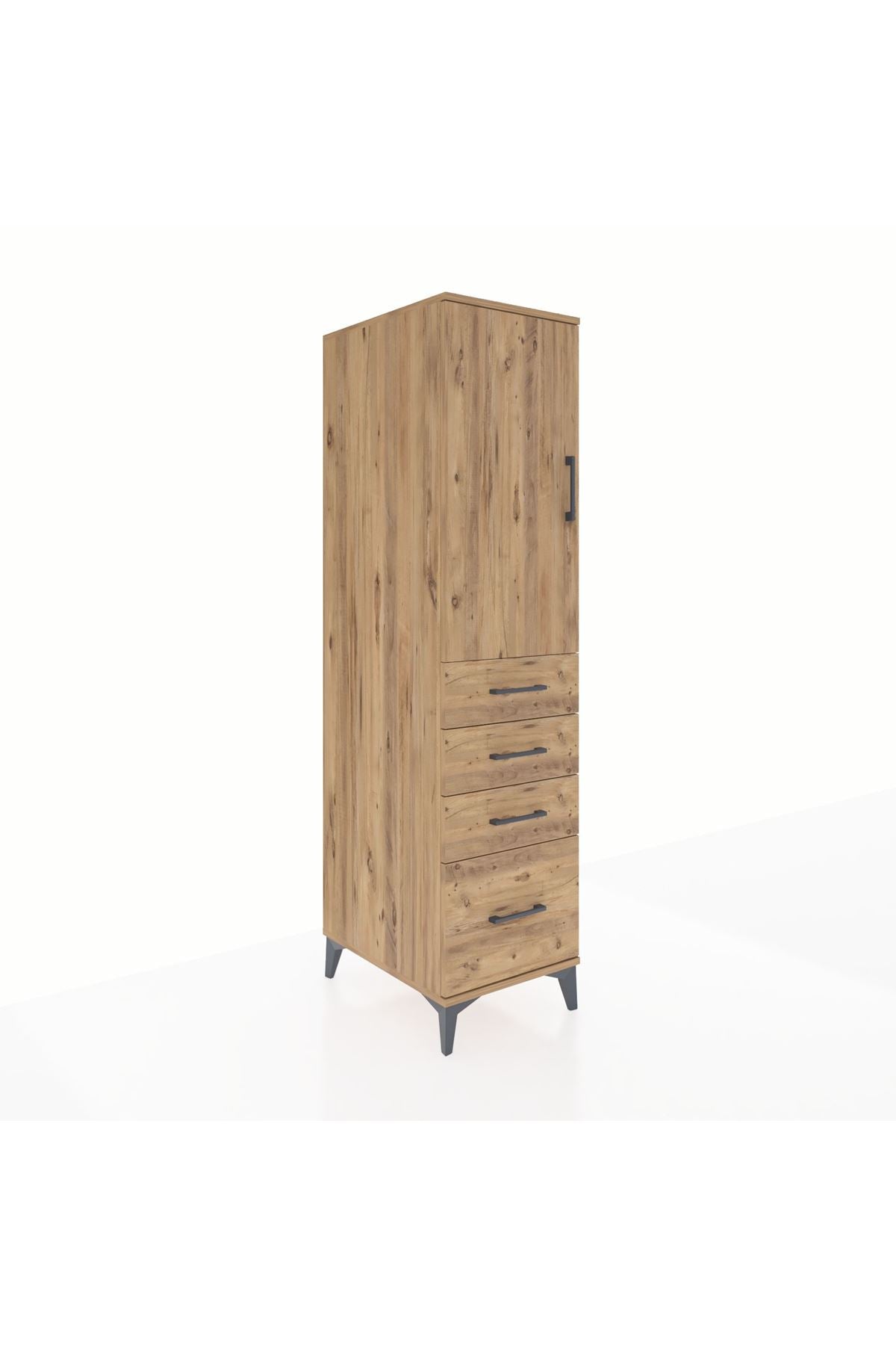 Kronos Dolap 2 Raflı 4 Çekmeceli Tek Kapaklı 44x59x182 - S88M013V9C