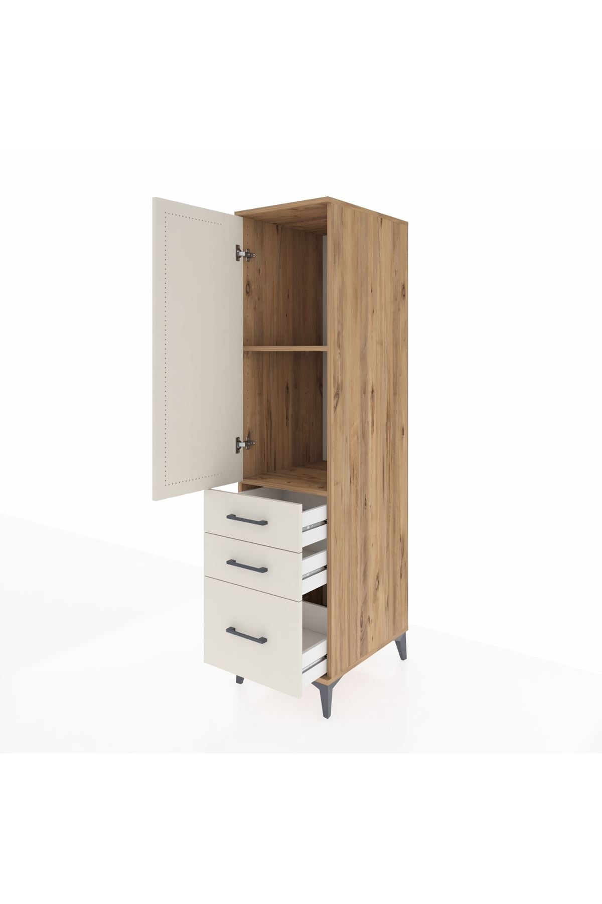 Kronos Dolap 2 Raflı 3 Çekmeceli Tek Kapaklı 44x59x182 - S88M014V7C