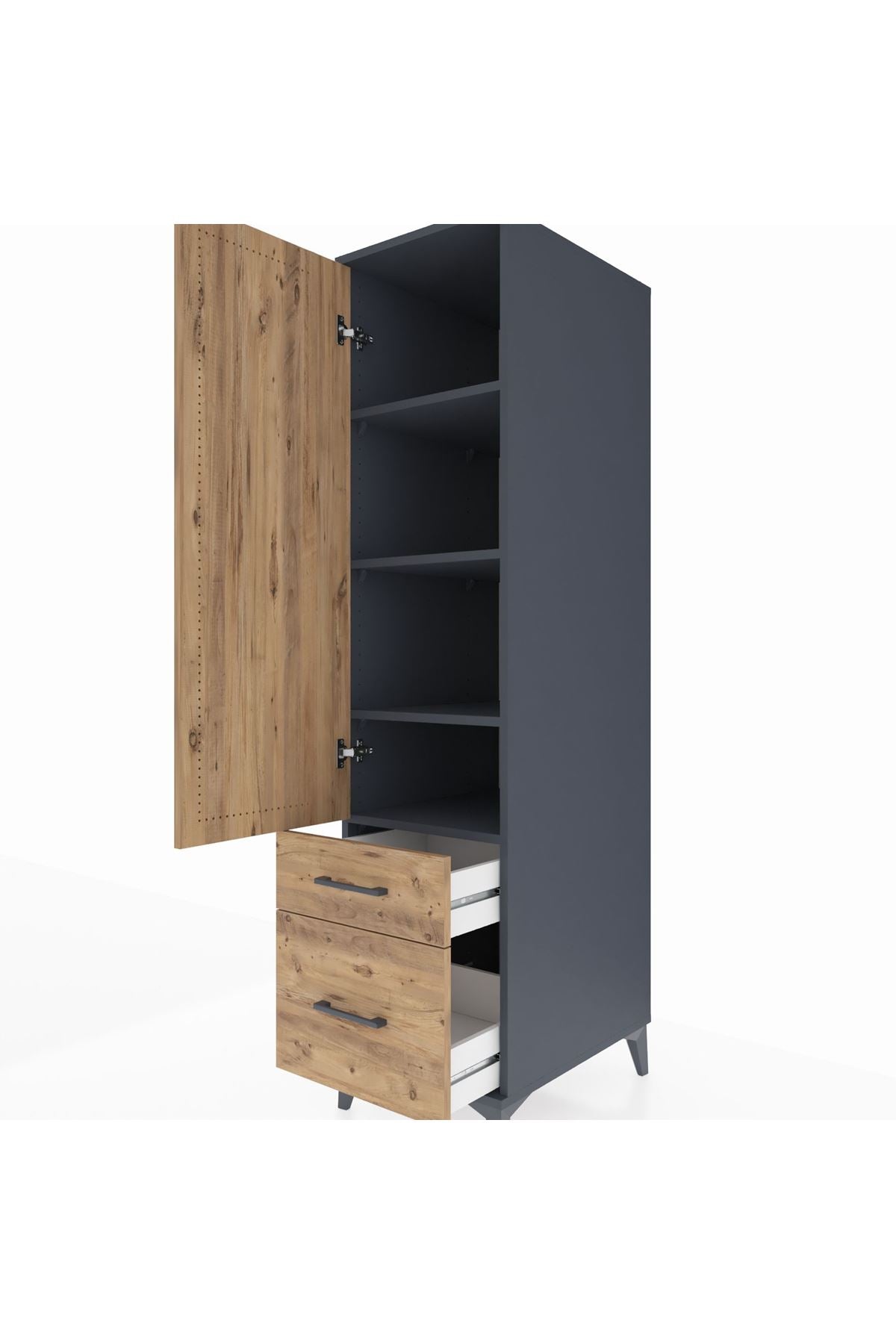 Kronos Dolap 4 Raflı 2 Çekmeceli Tek Kapaklı 44x59x182 - S88M015V6C