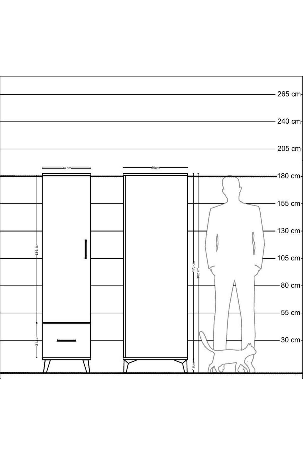 Kronos Dolap 4 Raflı Tek Çekmeceli Tek Kapaklı 44x59x182 - S88M016V2C