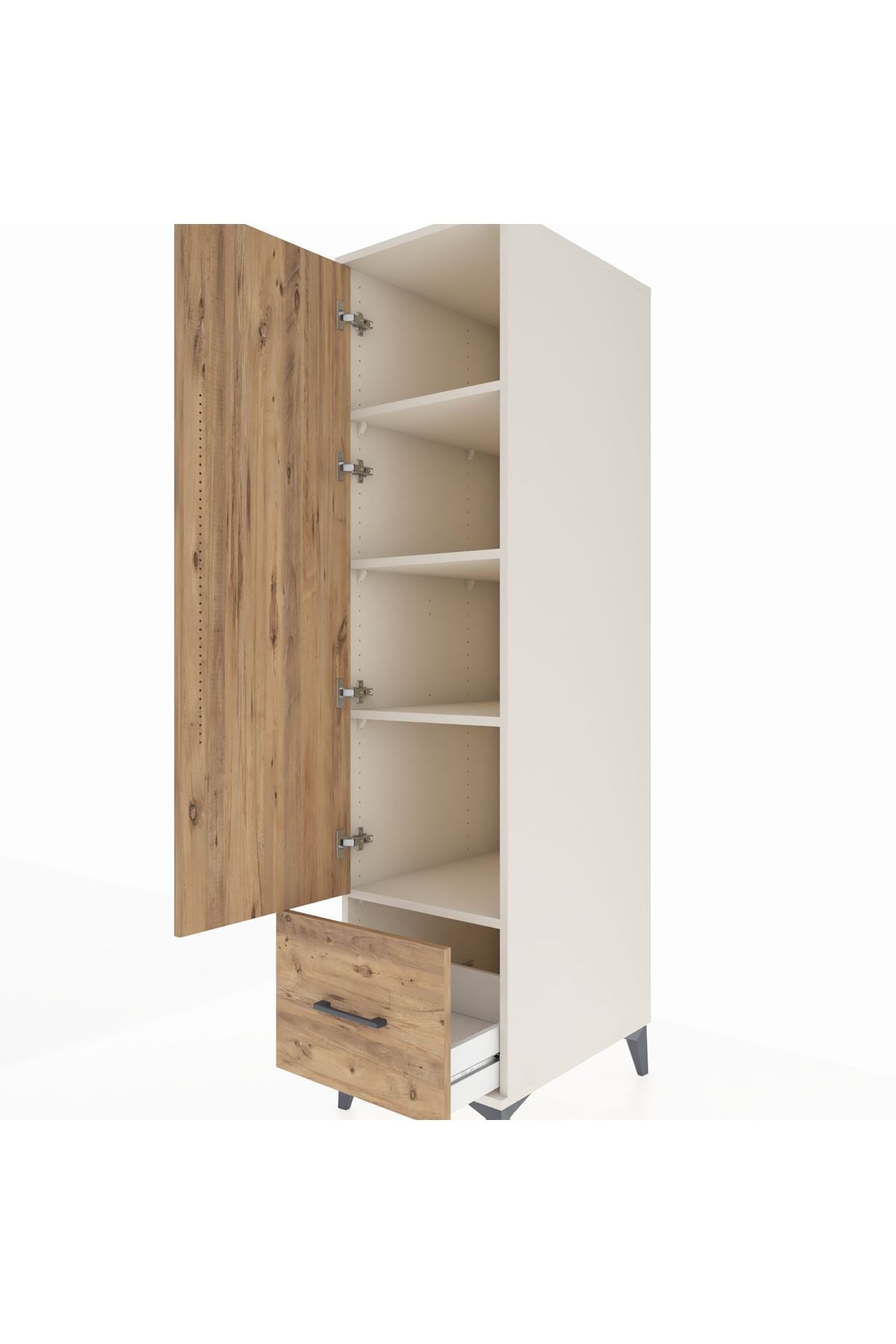 Kronos Dolap 4 Raflı Tek Çekmeceli Tek Kapaklı 44x59x182 - S88M016V3C