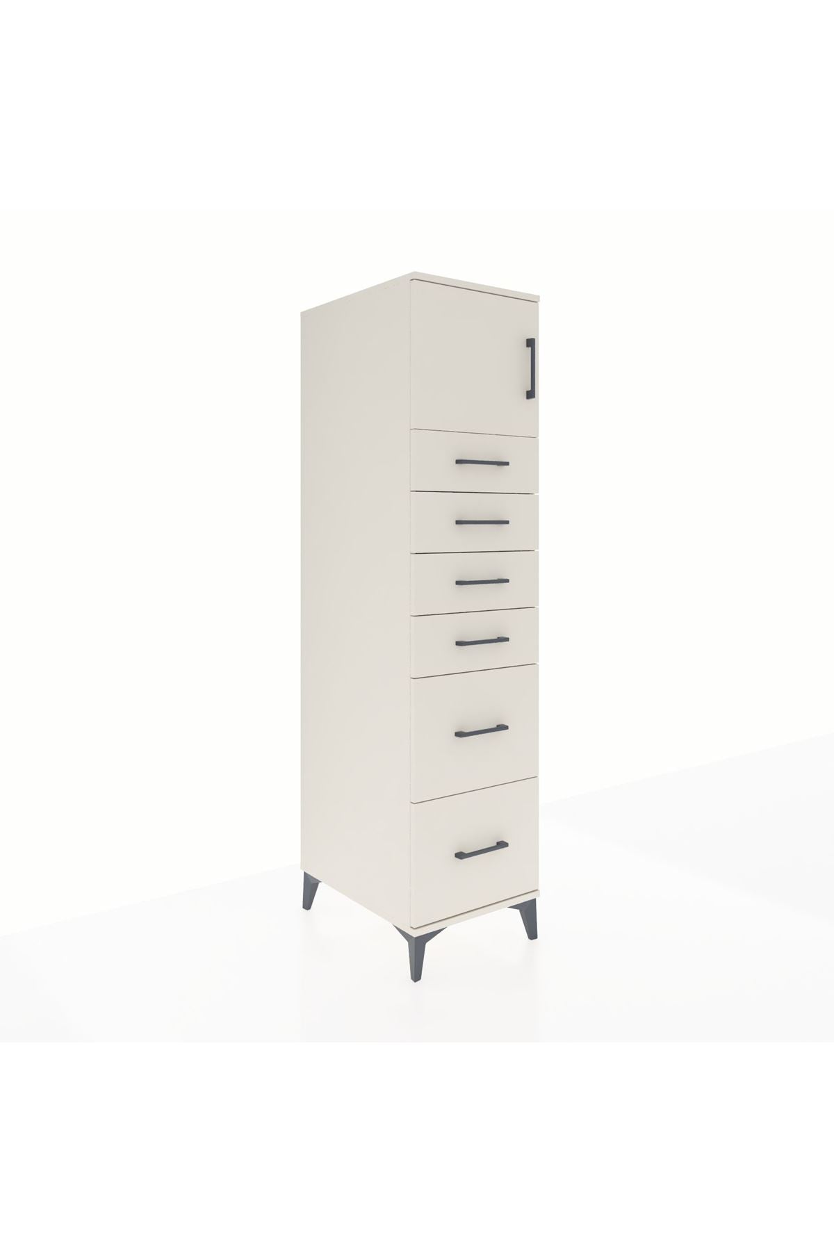 Kronos Dolap Tek Raflı 6 Çekmeceli Tek Kapaklı 44x59x182 - S88M017V1C