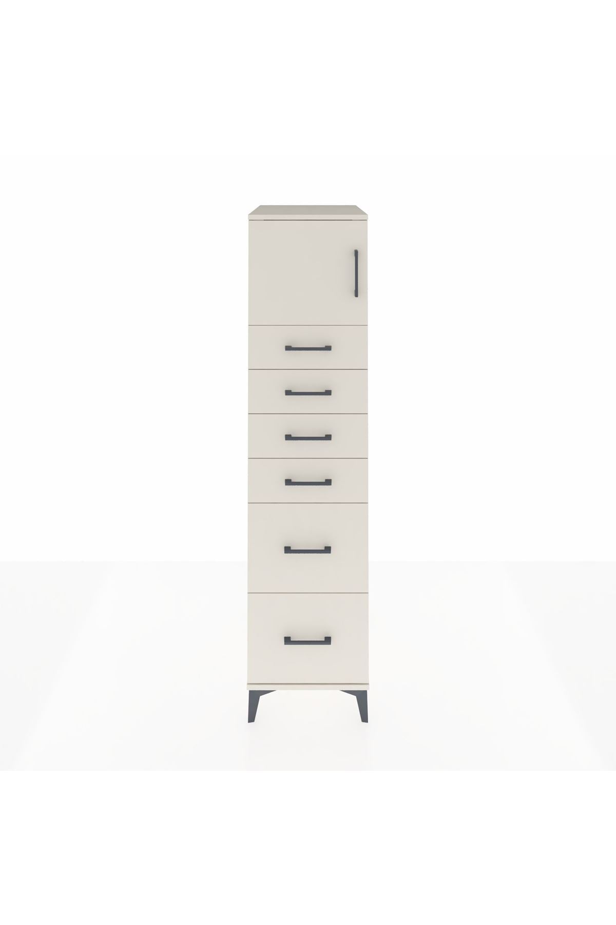 Kronos Dolap Tek Raflı 6 Çekmeceli Tek Kapaklı 44x59x182 - S88M017V1C