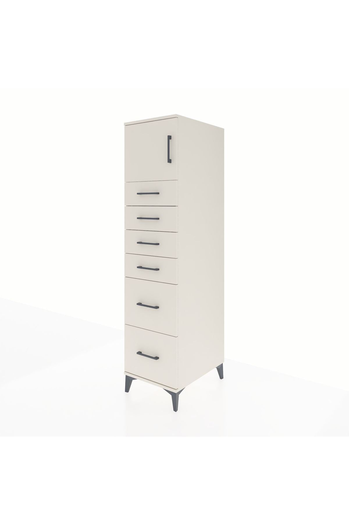 Kronos Dolap Tek Raflı 6 Çekmeceli Tek Kapaklı 44x59x182 - S88M017V1C
