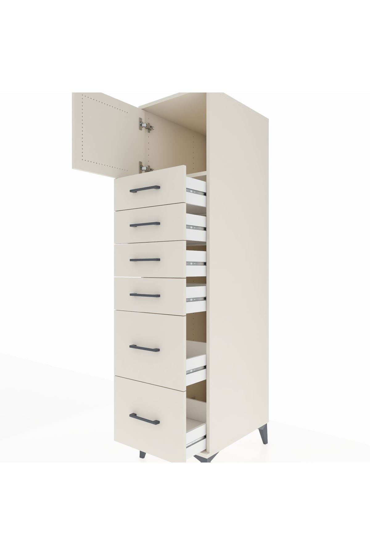 Kronos Dolap Tek Raflı 6 Çekmeceli Tek Kapaklı 44x59x182 - S88M017V1C