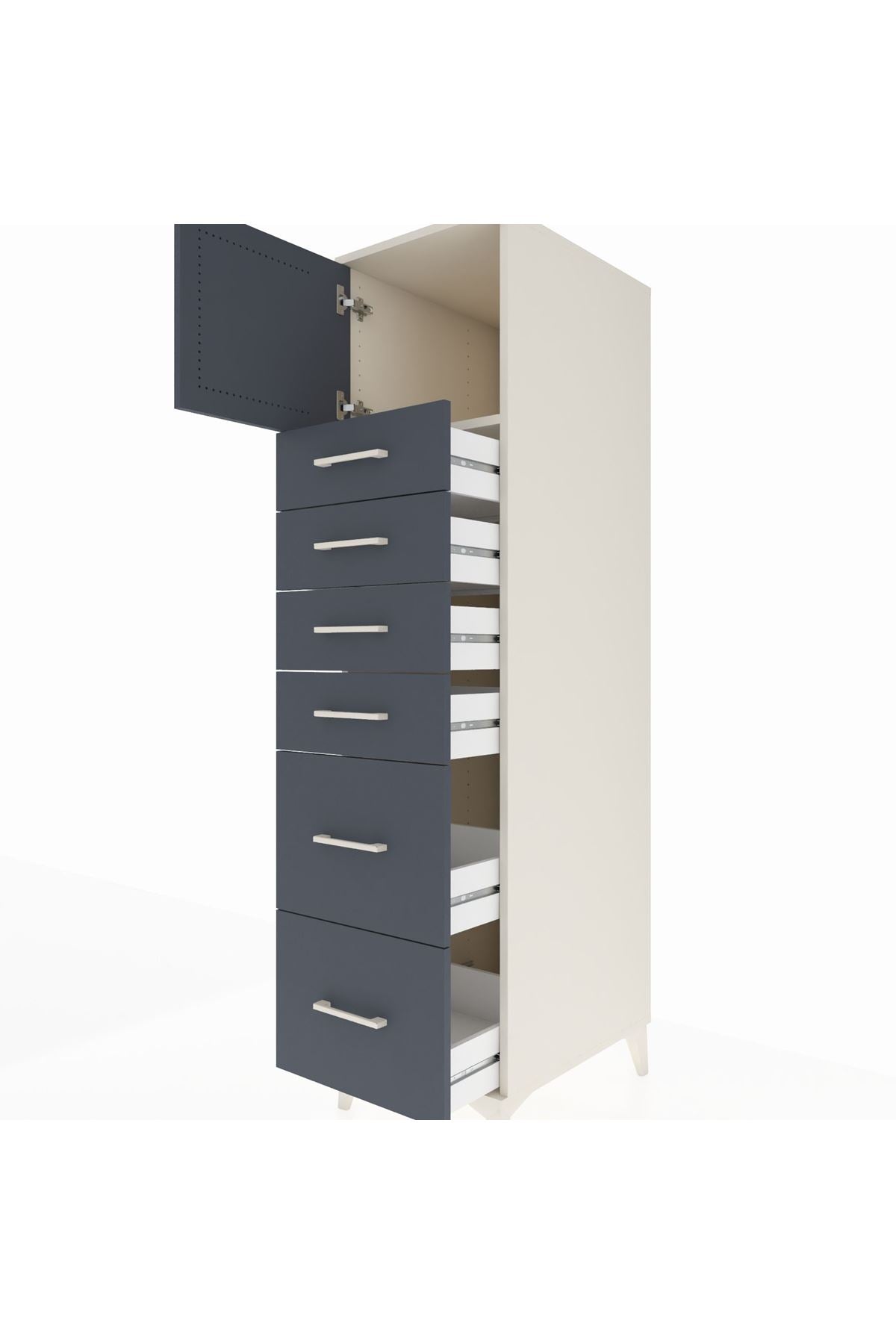 Kronos Dolap Tek Raflı 6 Çekmeceli Tek Kapaklı 44x59x182 - S88M017V2C