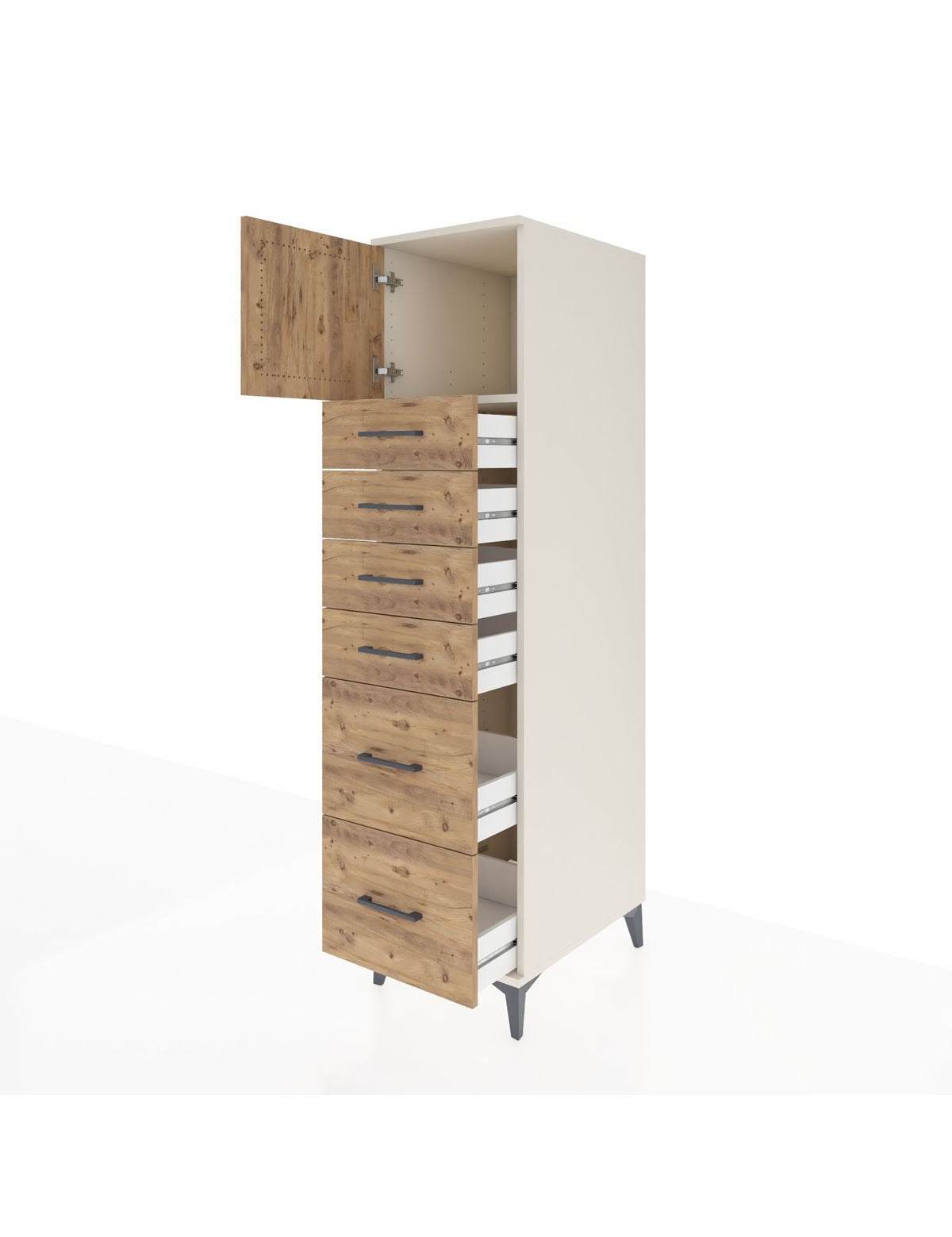 Kronos Dolap Tek Raflı 6 Çekmeceli Tek Kapaklı 44x59x182 - S88M017V3C