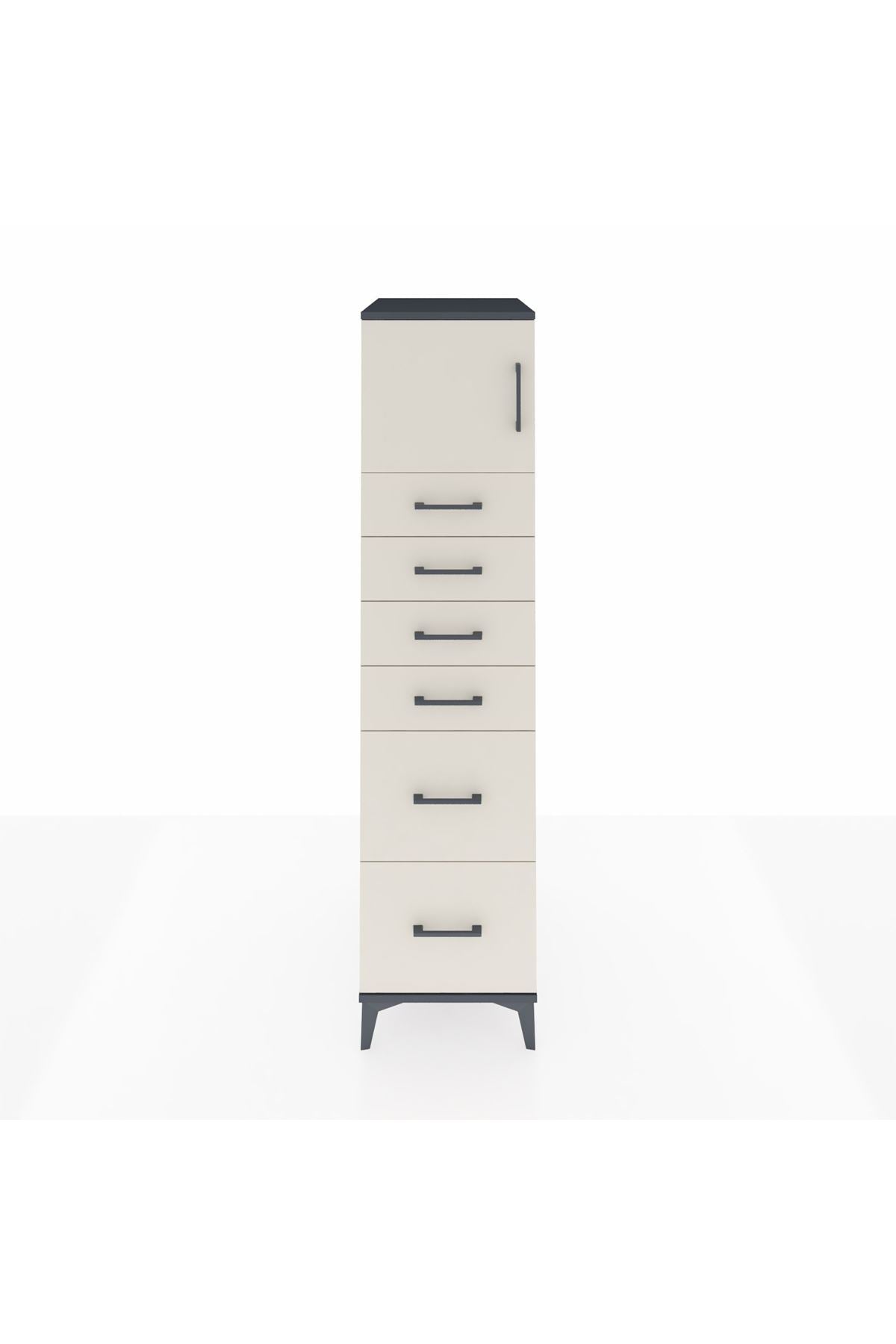 Kronos Dolap Tek Raflı 6 Çekmeceli Tek Kapaklı 44x59x182 - S88M017V4C