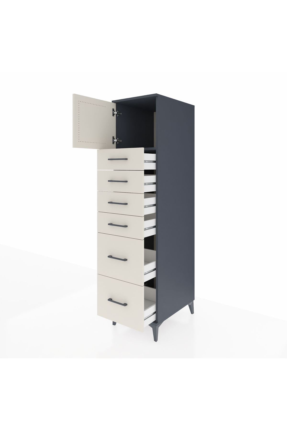 Kronos Dolap Tek Raflı 6 Çekmeceli Tek Kapaklı 44x59x182 - S88M017V4C